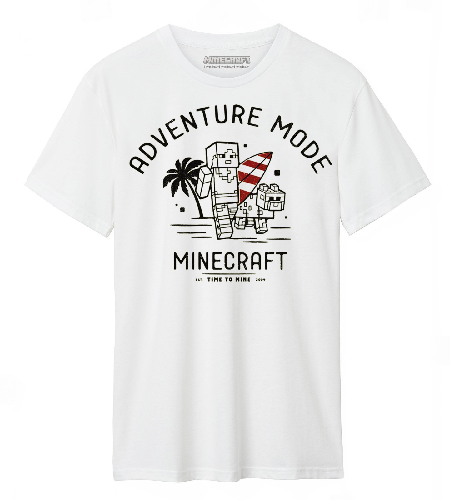 Minecraft Adventure Mode Cute Boy\'s White T-Shirt, Szs M, XL. Brand New w/ Tags