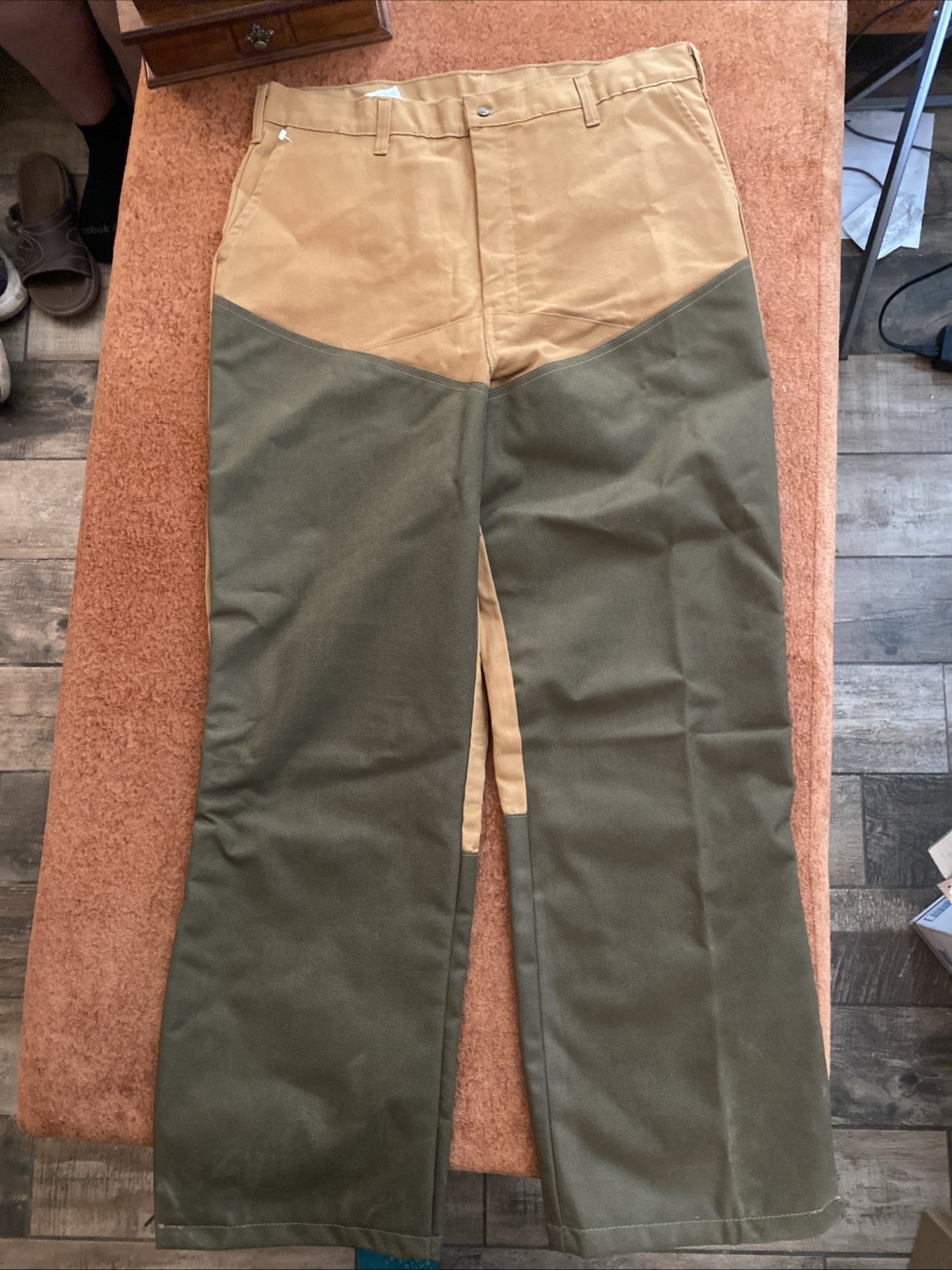 Duck Camp Men\'s Lightweight Brrr Brush Pants in a khaki or tan & green colorway
