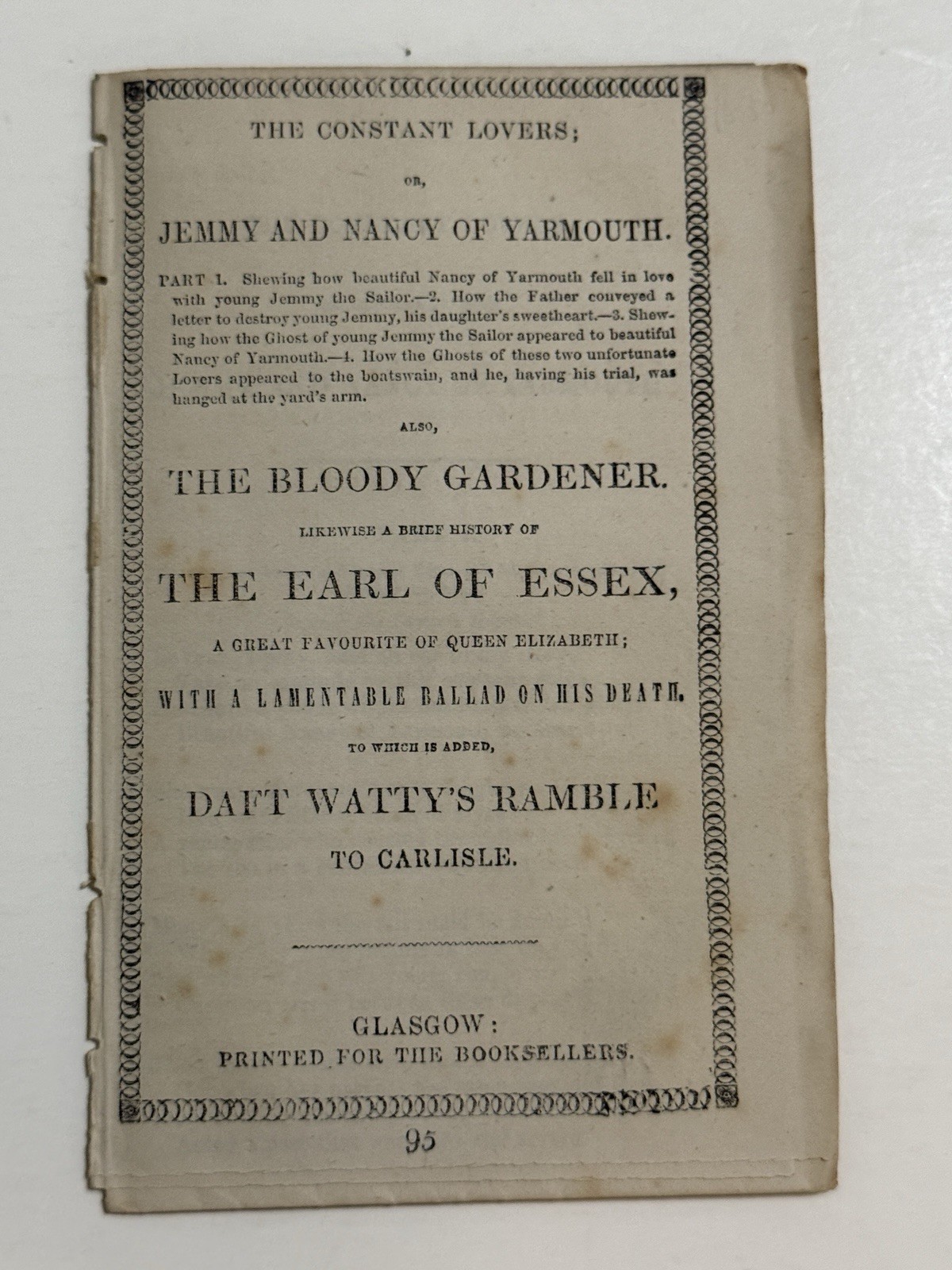 Chapbook 1850s Glasgow, antique