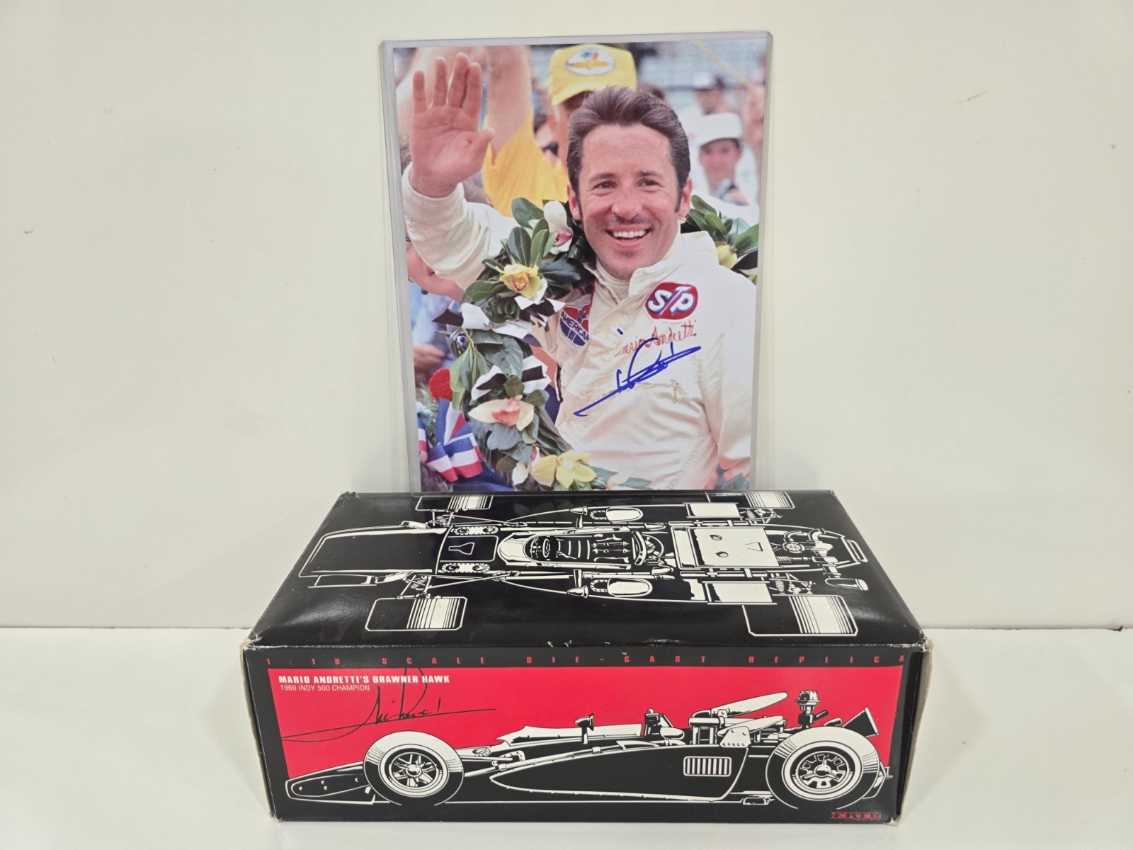 ERTL #7354 1969 INDY 500 WINNER MARIO ANDRETTI #2 BRAWNER HAWK W/AUTOGRAPH