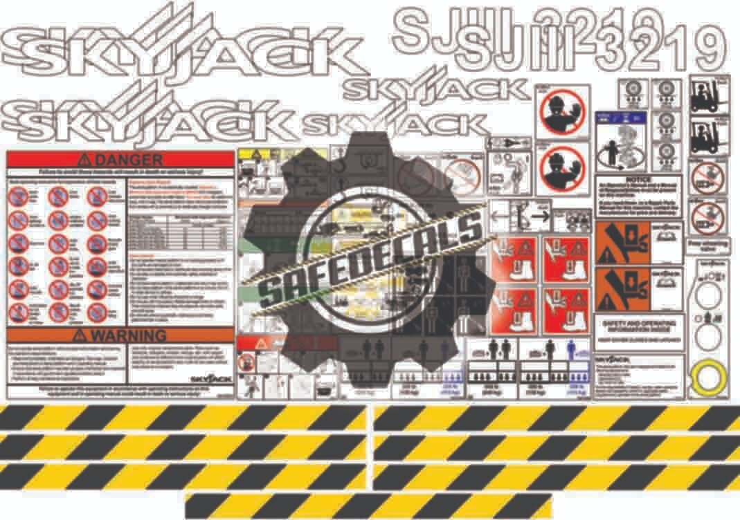 Skyjack SJIII 3219 Scissor Lift Full Decal Set W/Applicator, Directions, & Pics
