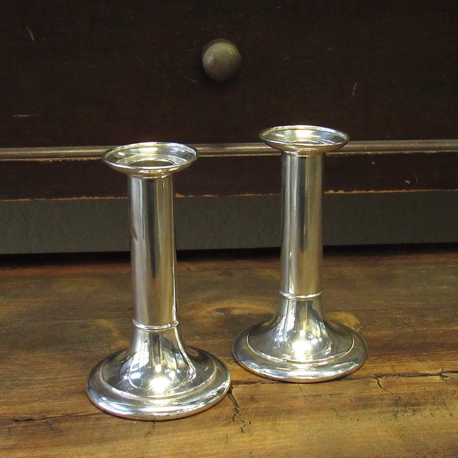 Pair of Antique Tiffany & Co Sterling Silver Weighted Candlesticks ca. 1906-1907