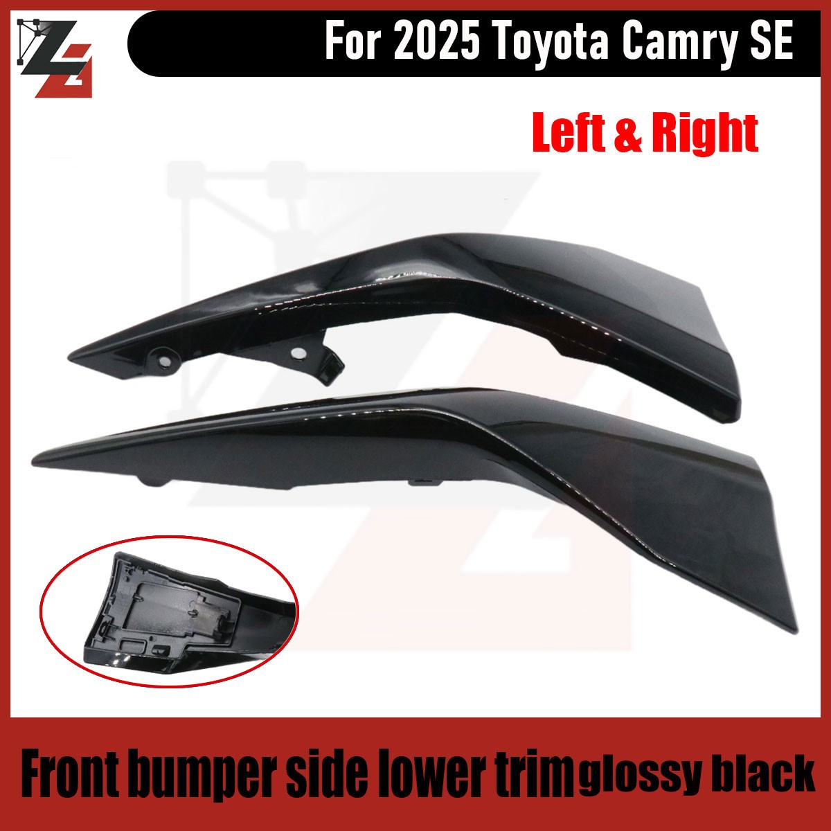 Front Bumper Side Lower Trim Black Fits 2025 Toyota Camry SE Left+Right Pair Set
