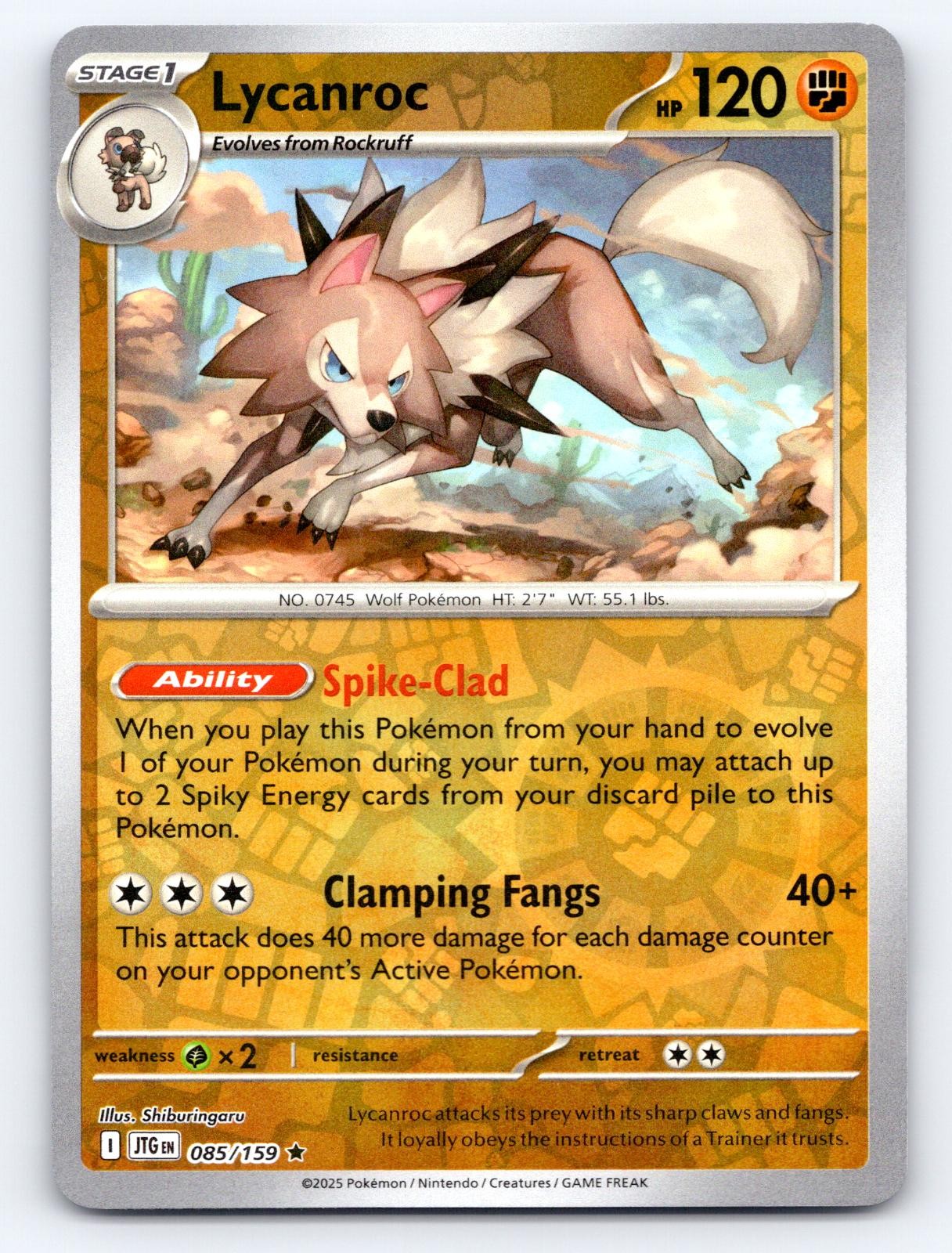 Lycanroc 085/159 Rare Journey Together Pokemon Reverse Holo Near Mint