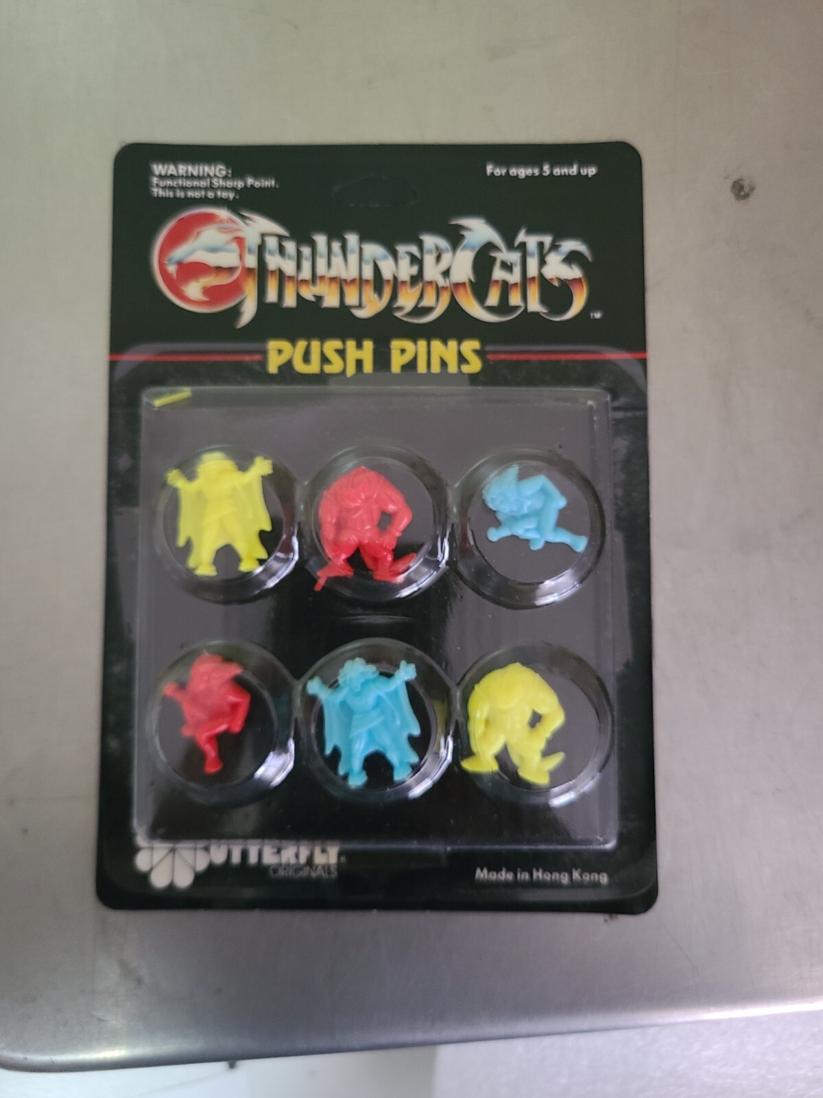 Vintage 1986 Butterfly Originals Thndercats Set of 6 Push Pins Sealed  New  