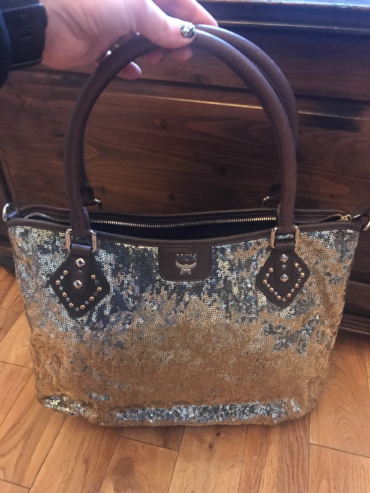 MCM Rare Limited Gold Sequance Tote 