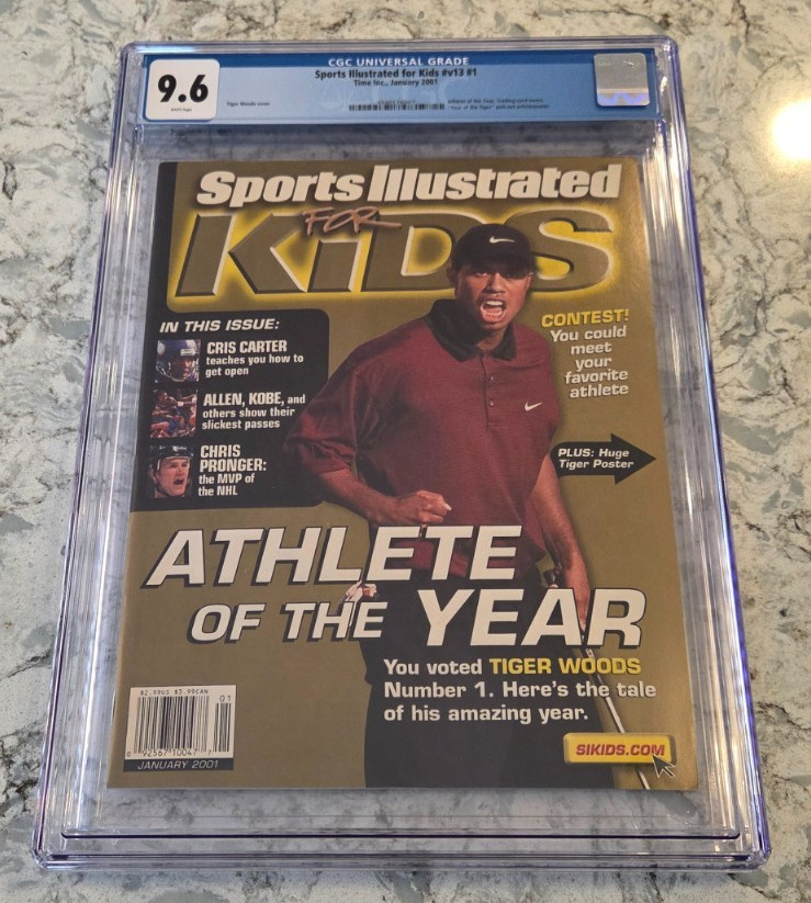 TIGER WOODS 2001 SI FOR KIDS MAGAZINE SPORTS ILLUSTRATED LOW POP CGC 9.6