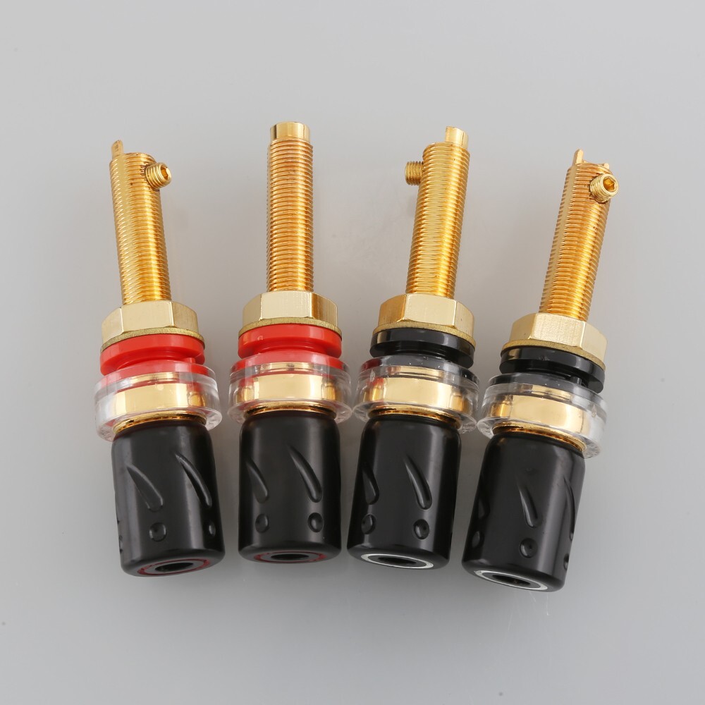 4X Viborg BP613G Pure Copper Gold Plated Long Binding post HIFI Speaker Terminal