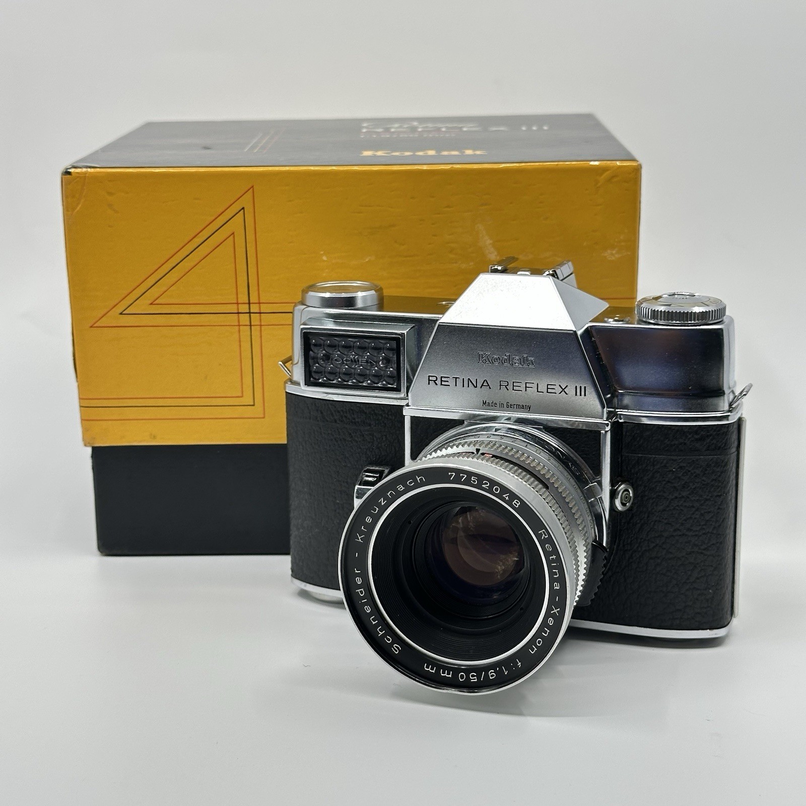 RARE Kodak Retina Reflex III camera W/ 50mm lenses W/ Original Box & Paperwork