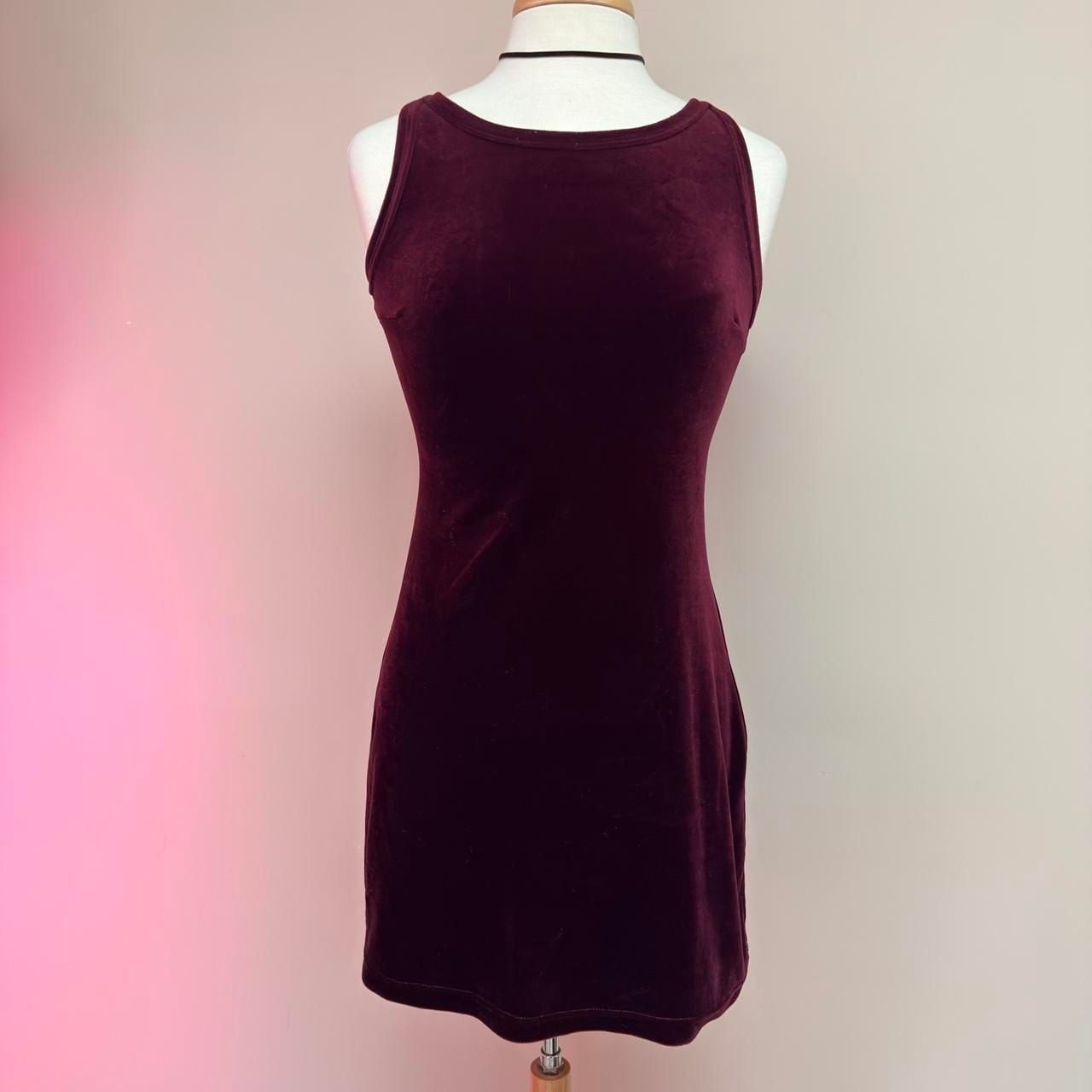 HANA Vintage 90s Burgundy Velvet Mini Dress