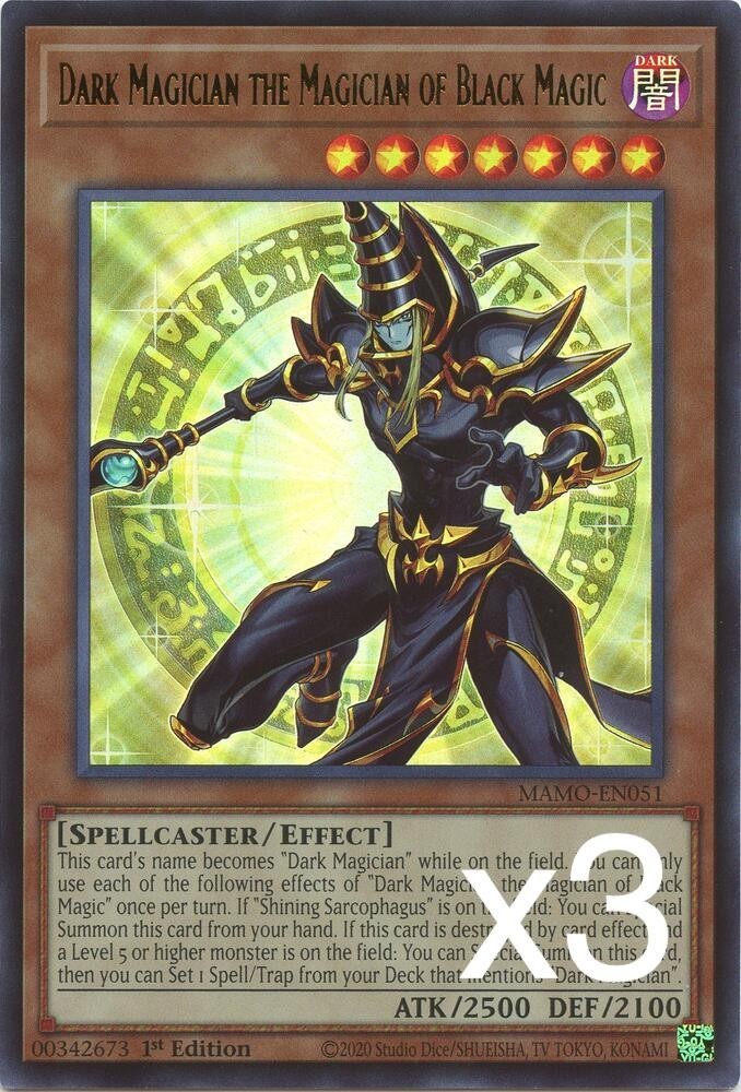 3X Yugioh Dark Magician the Magician of Black Magic MAMO-EN051 Ultra Rare NM 3X Yugioh Dark Magician the Magician of Black Magic MAMO-EN051 Ultra Rare NM