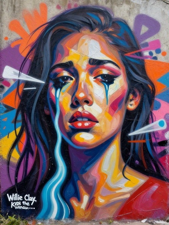 8x10 WallArt Kiss The Woman Abstract Art Painting Print