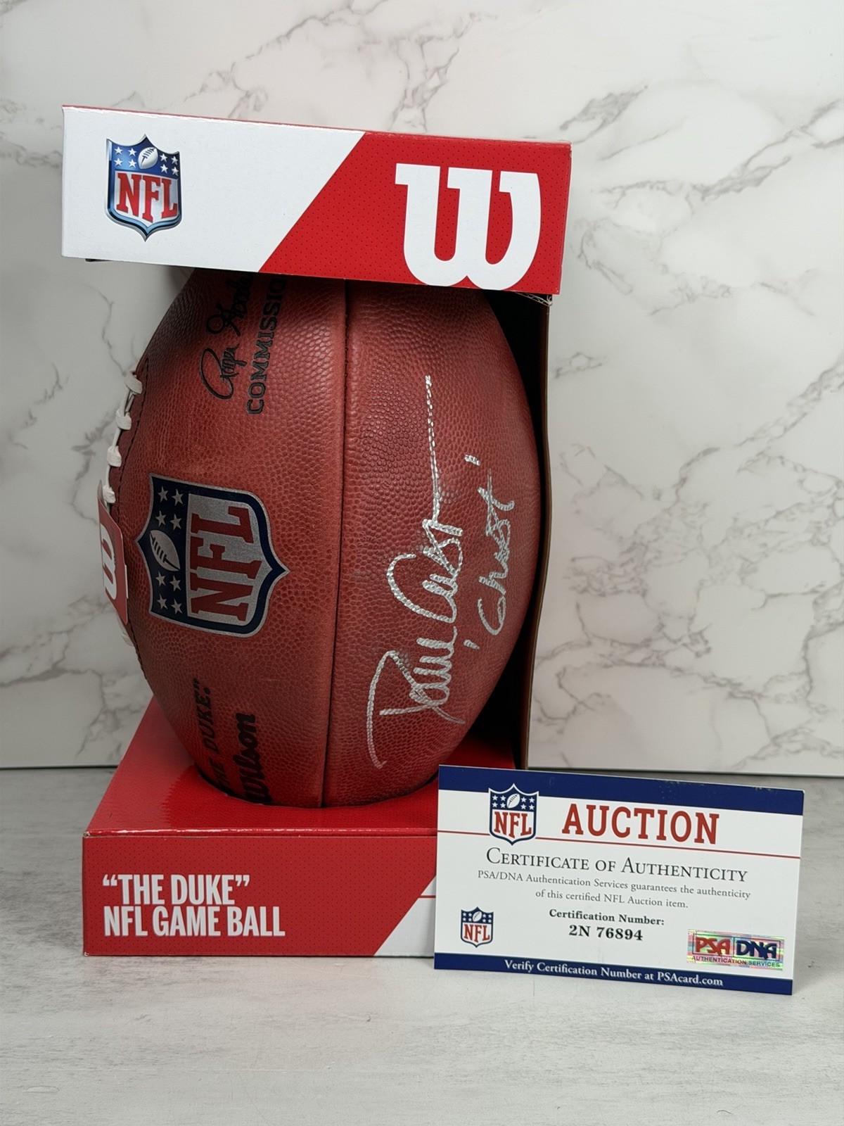 Dave Casper Signed Duke Wilson Leather Football Raiders PSA COA AUTO