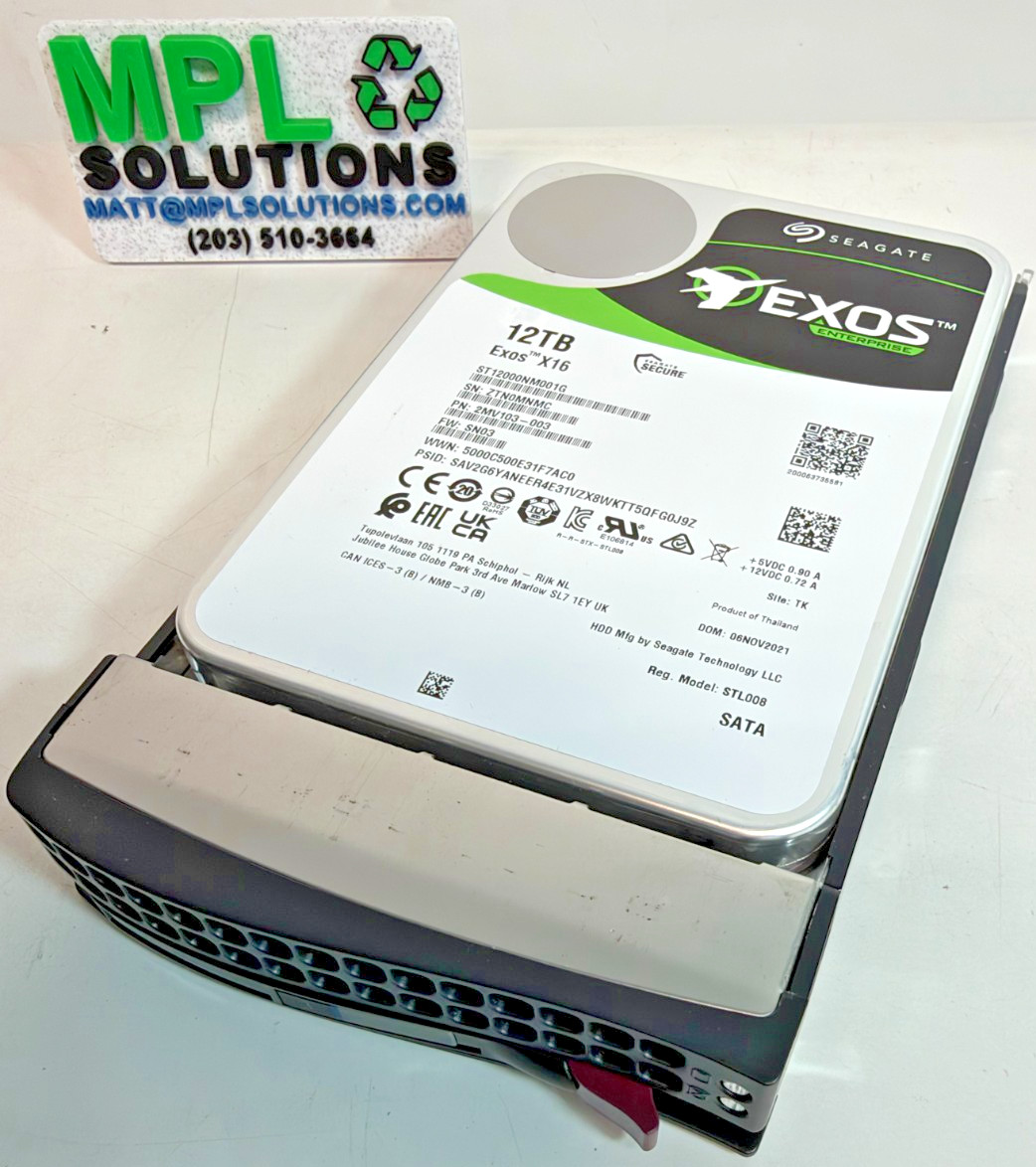 Seagate EXOS X16 12TB 7200 RPM SATA Enterprise HDD ST12000NM001G w/ CADDY Seagate EXOS X16 12TB 7200 RPM SATA Enterprise HDD ST12000NM001G w/ CADDY