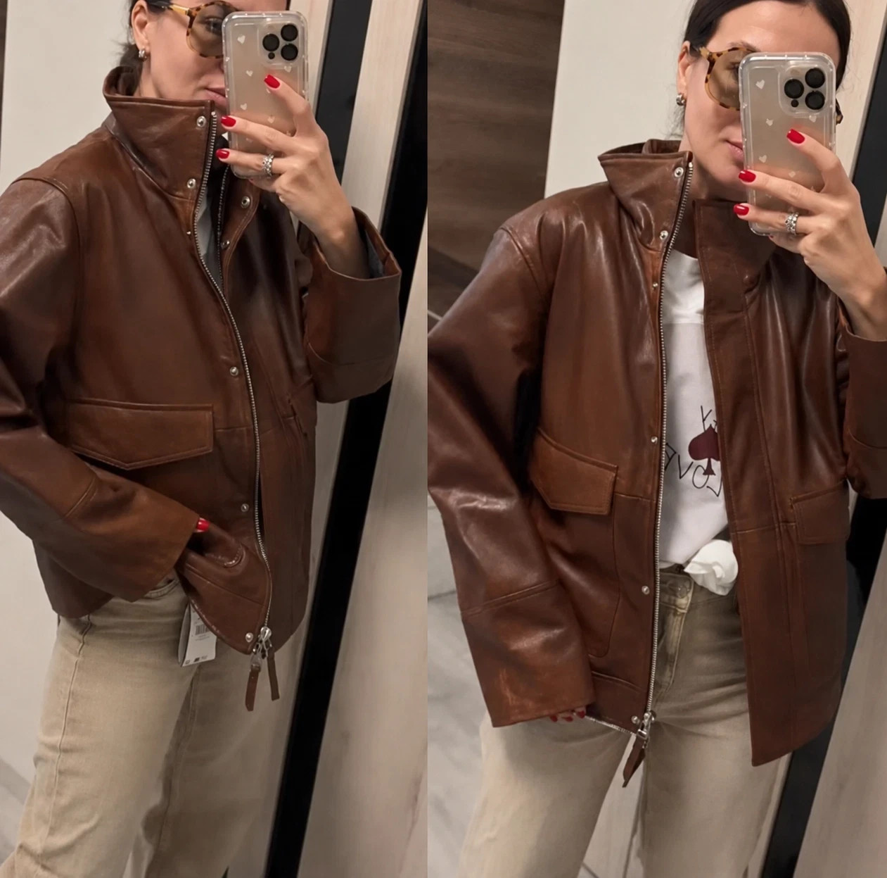 ZARA NEW SS26 100% LEATHER BOMBER JACKET ZW COLLECTION LIMITED EDITION 5479/064