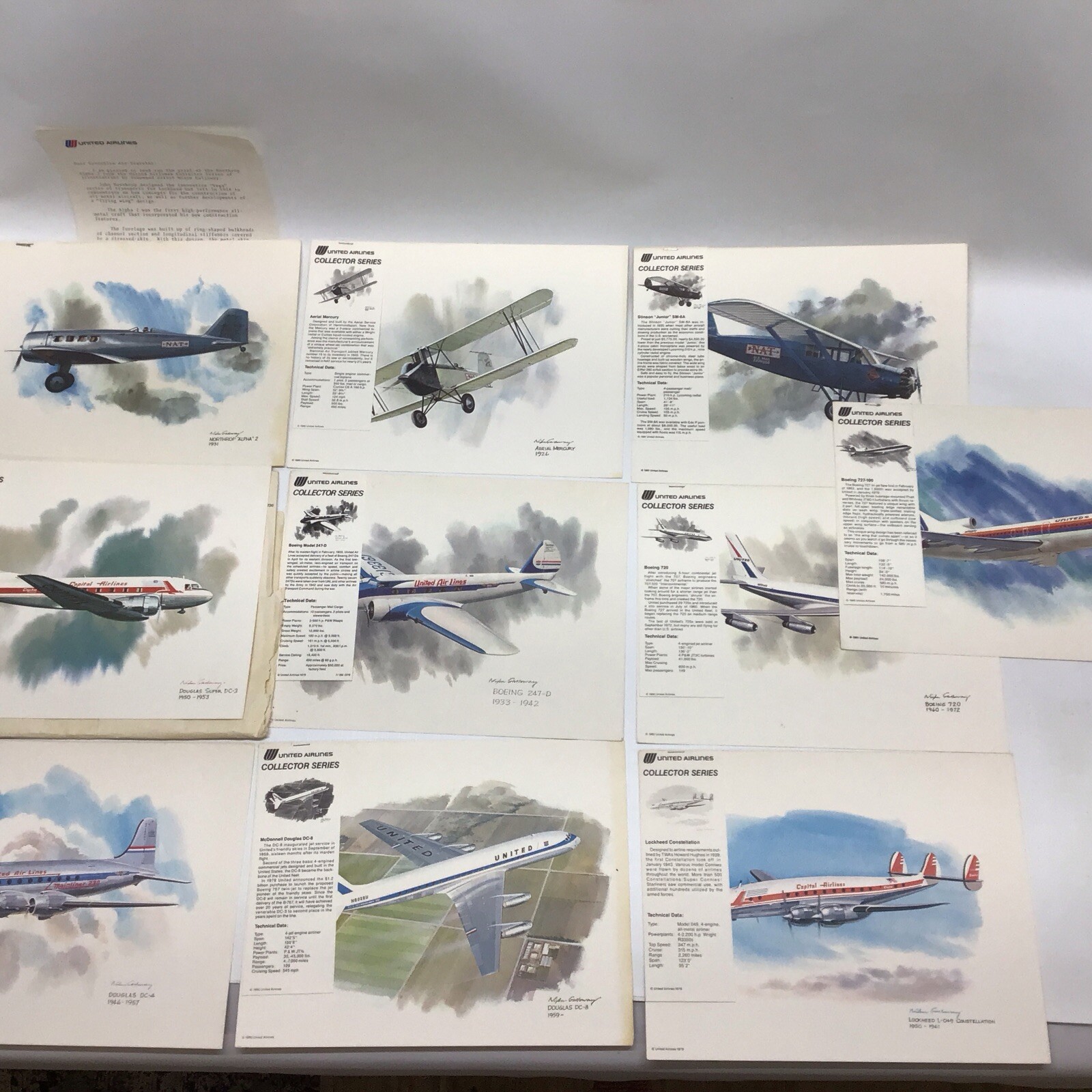 Vintage 1981 Nixon Galloway United Airlines Collector Series Aircraft Prints