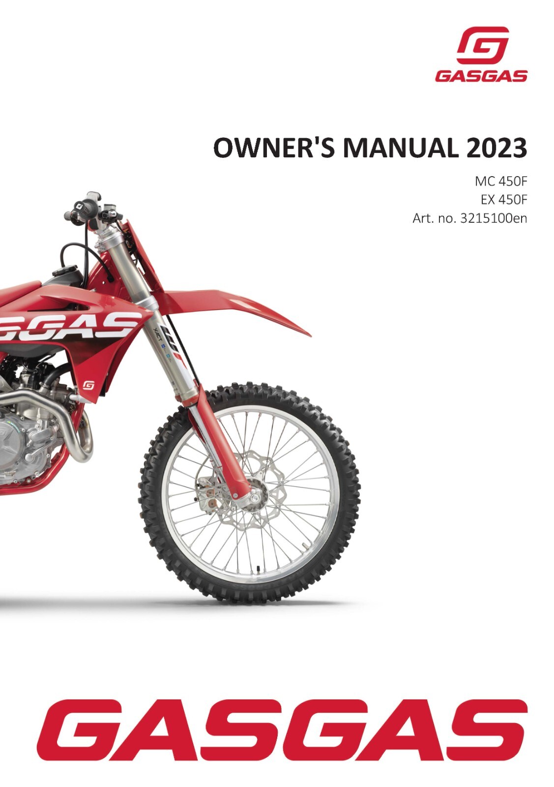GAS GAS GASGAS Owners Manual Book Guide 2023 MC 450F GAS GAS GASGAS Owners Manual Book Guide 2023 MC 450F