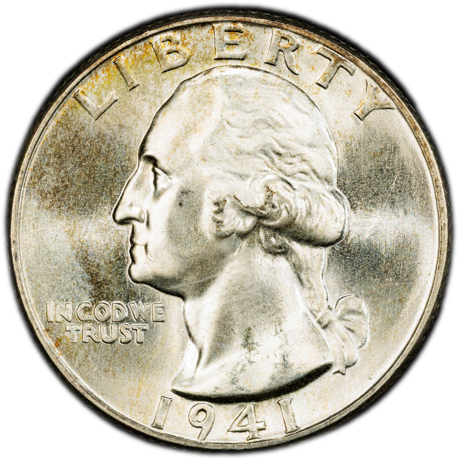 1941-P High-End PCGS MS65 (Gem) Washington Quarter | Subtle Colorful Rim Toning