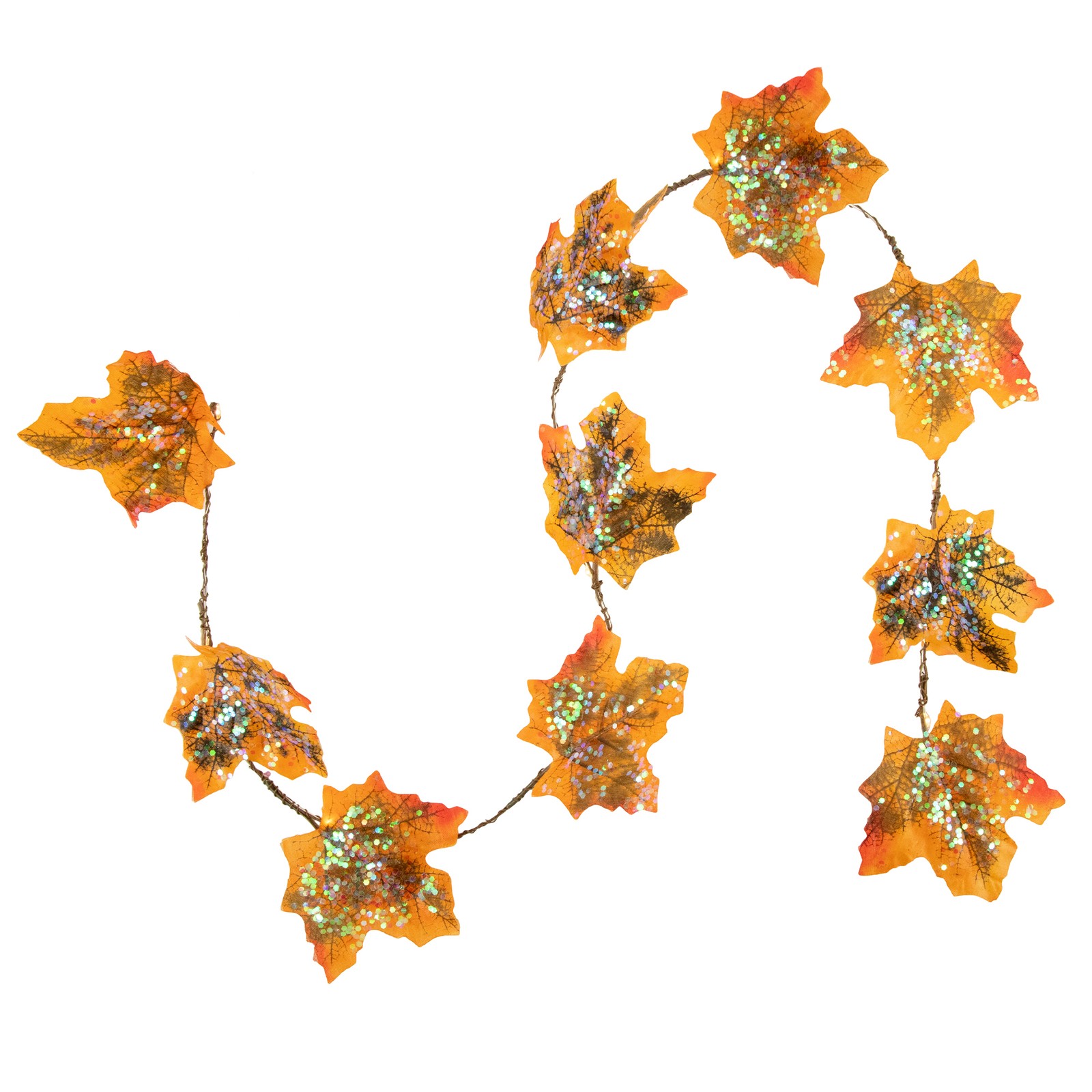 Northlight 10ct LED Harvest Maple Leaves Micro Fairy Light Set 4ft Brown Wire