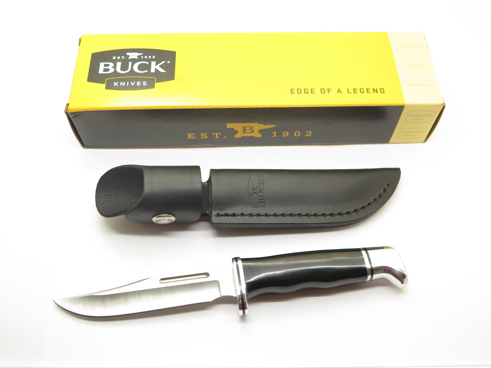 2024 Buck 117 Brahma Black Phenolic Handle Fixed Blade Hunting Knife