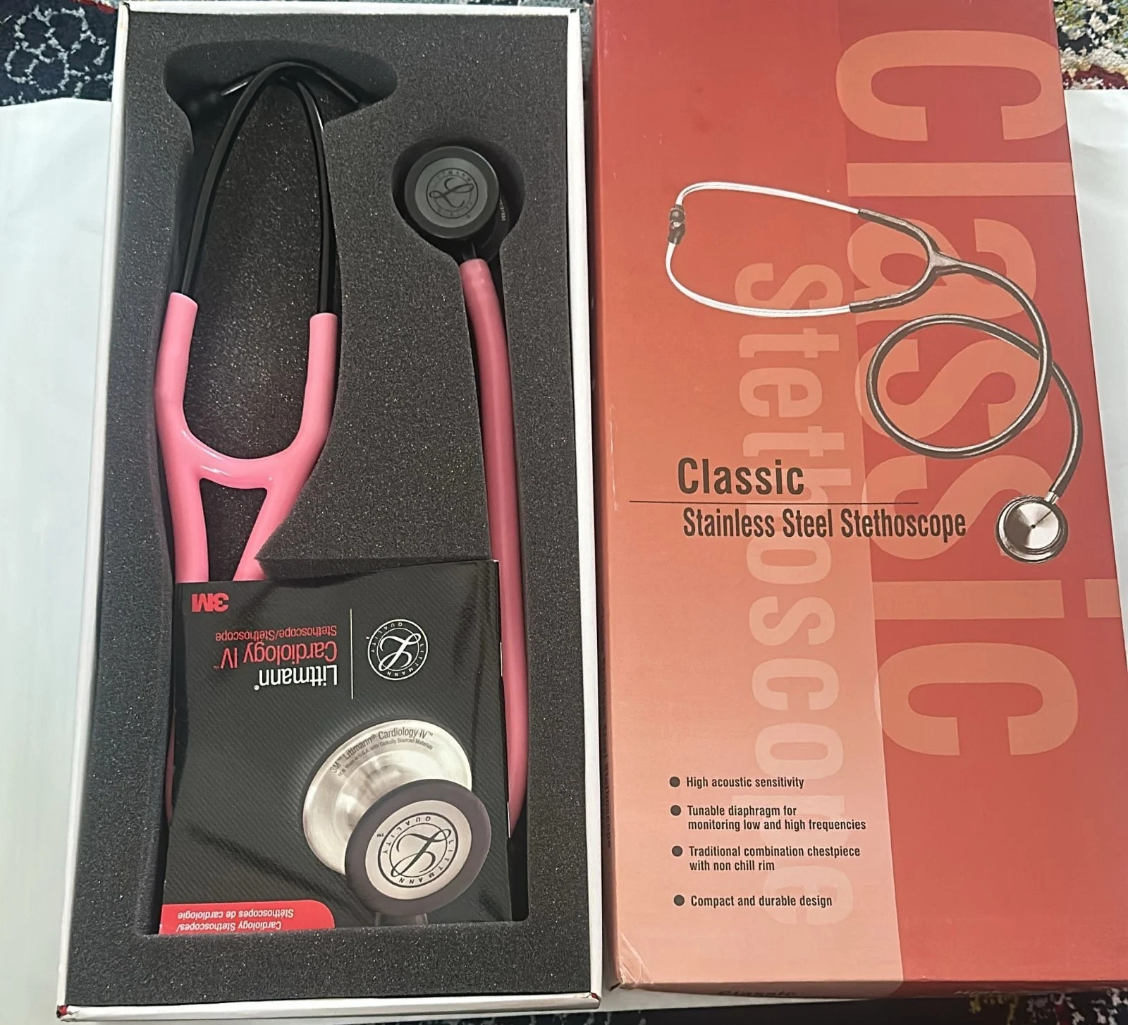3M™ Littmann® Cardiology IV Stethoscope - 6168, Pink-Black Chestpiece Black 27