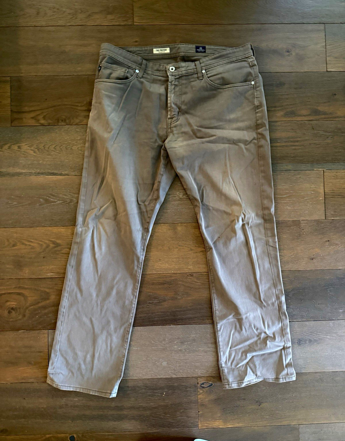 AG Adriano Goldschmied Men\'s Gray Straight Fit Denim Jeans 5-Pocket Mid Rise AG Adriano Goldschmied Men\'s Gray Straight Fit Denim Jeans 5-Pocket Mid Rise