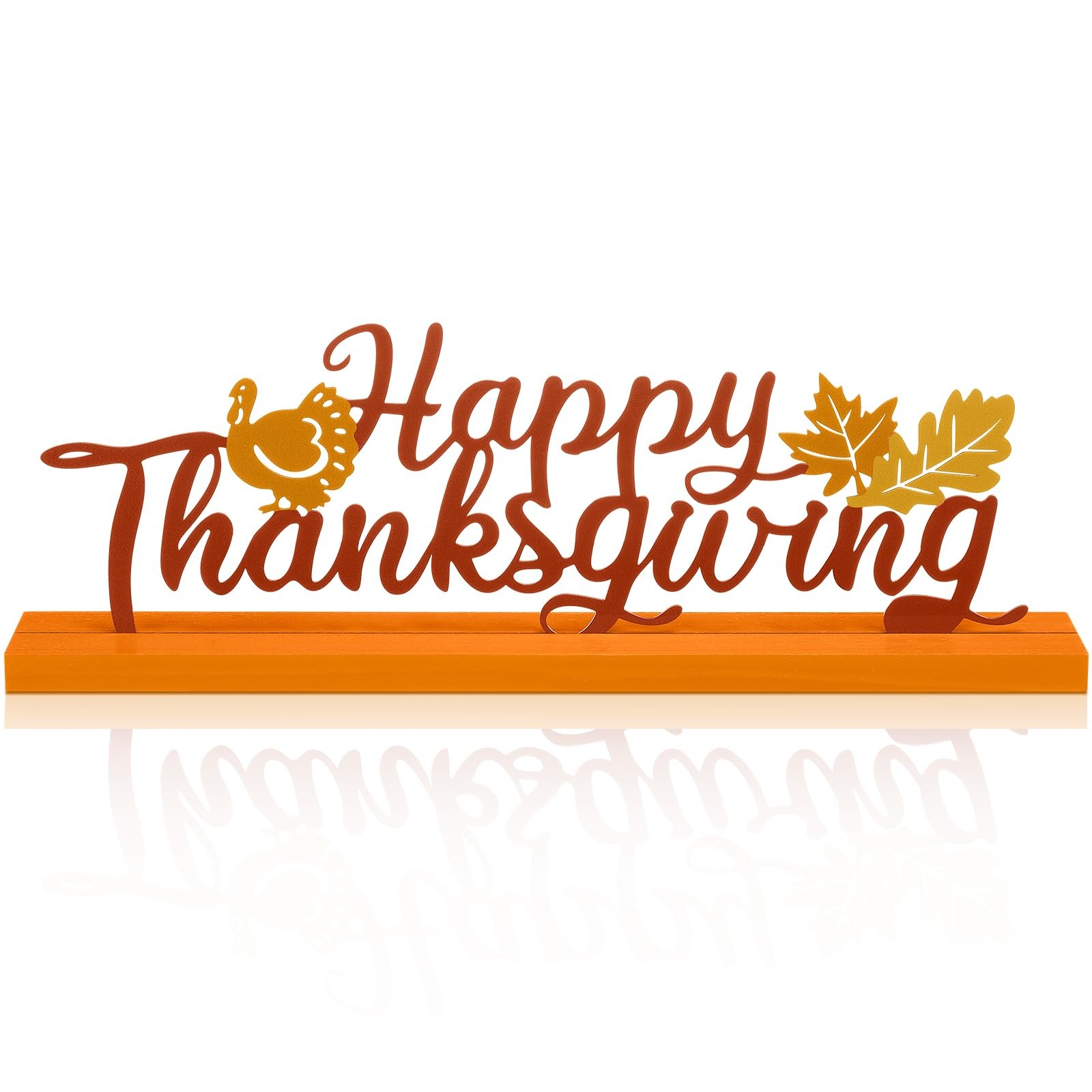 Realspring Happy Thanksgiving Decorations for Home, Fall Metal Table Sign