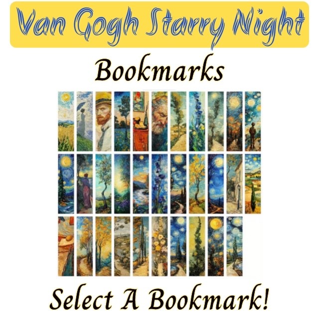 Van Gogh Starry Night Themed Bookmarks - Select a Bookmark - BUY2GET4FREE