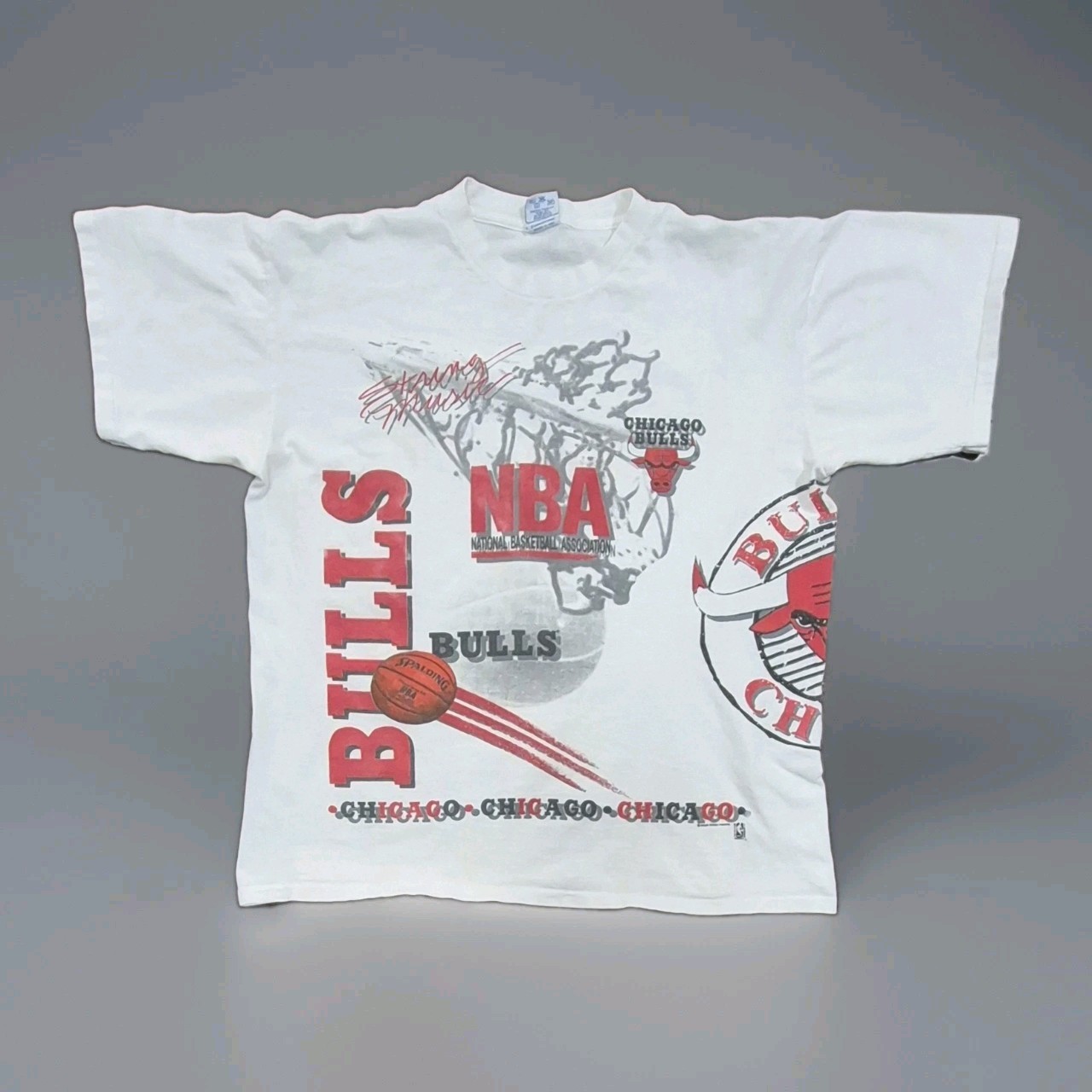 Vintage Chicago Bulls Shirt AOP 90s VTG Salem Sportswear Wrap Around Aerial 