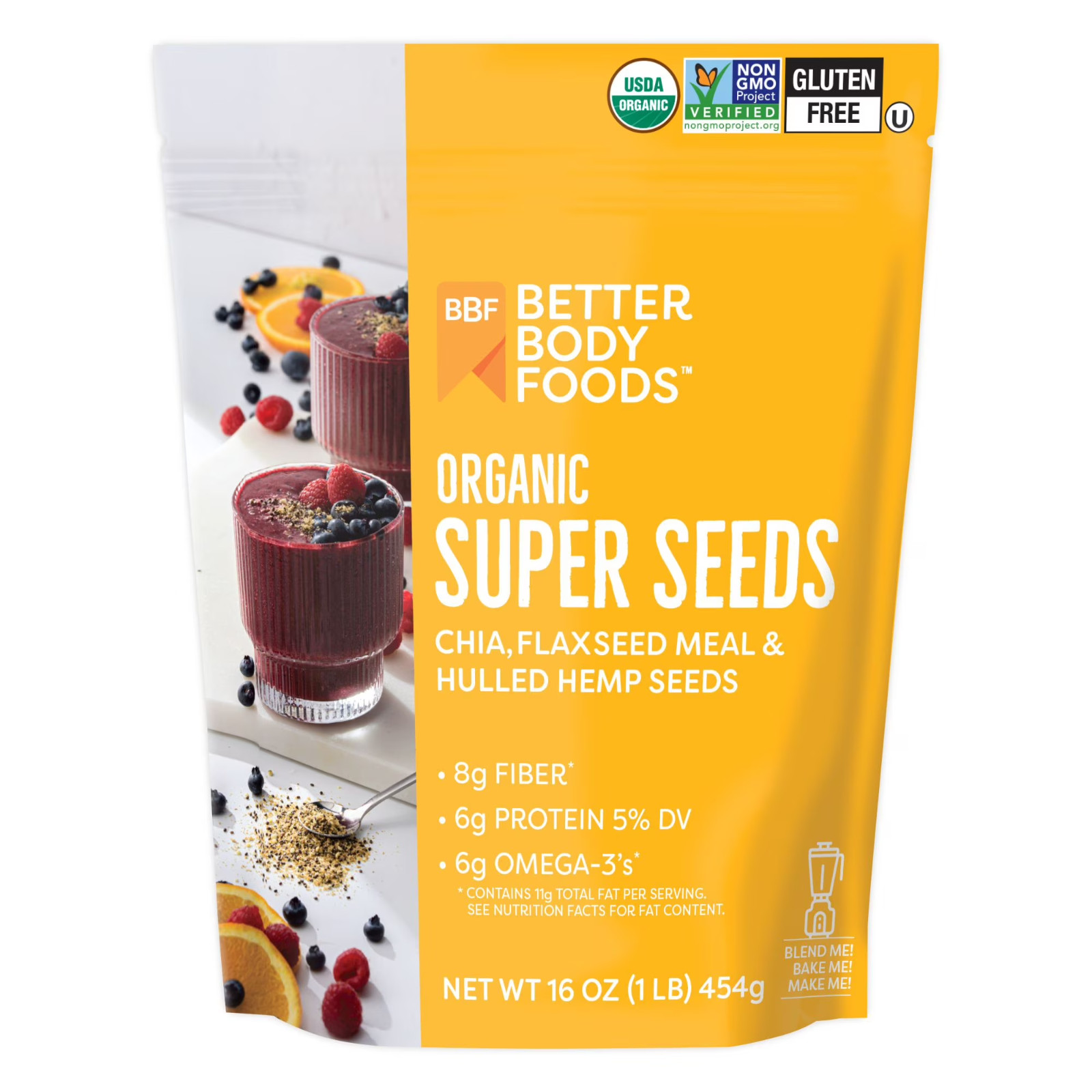 Organic Super Seeds, Chia Seeds, Flaxseed Meal, & Hemp Seeds, 16 oz