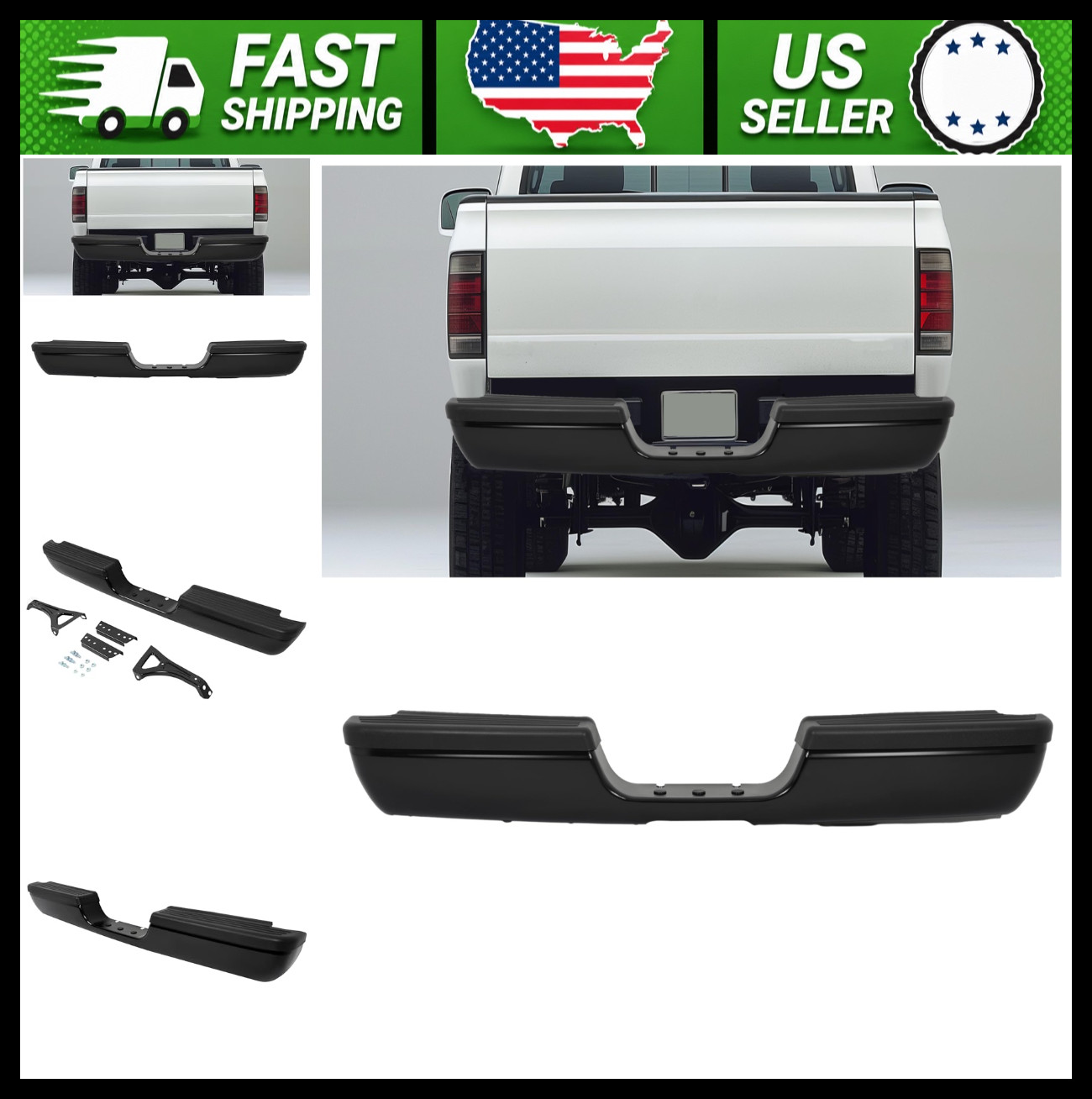 HECASA Rear Bumper Assembly for 1994-2002 Dodge Ram 1500 2500 3500
