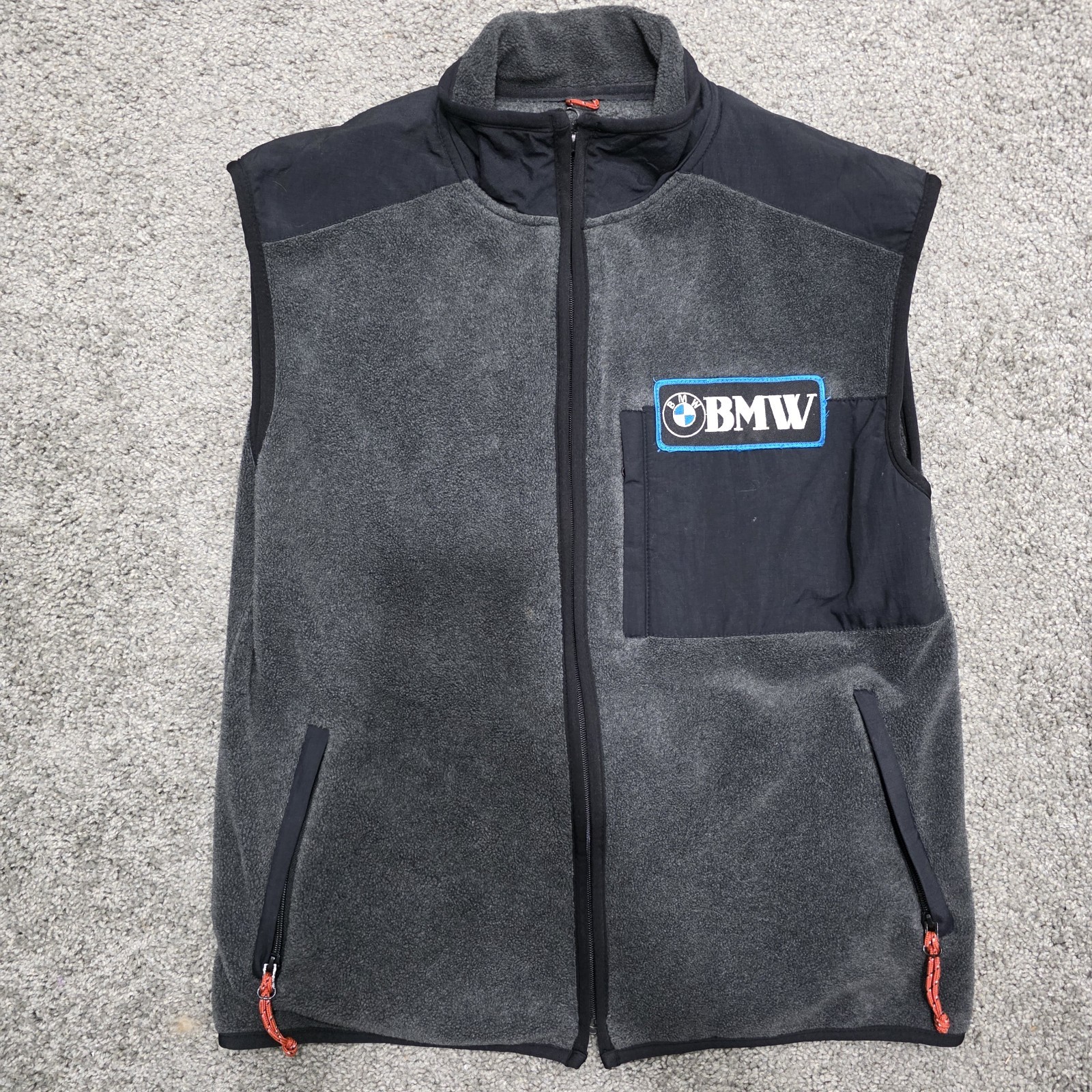 Vintage BMW Patch Full Zip Vest Fleece SZ L American Eagle Outfitters AE77