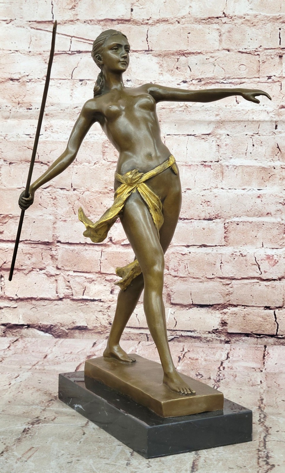 Nude Huntress Naked Woman Figurine Art Sculpture Decor Goddess of Hunting Figure
