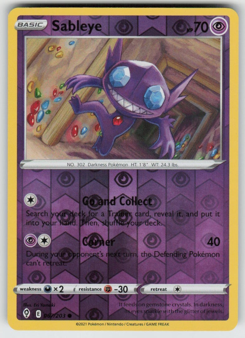 PO-04 Reverse Holo Sableye 067/203 Common Evolving Skies Near Mint PO-04 Reverse Holo Sableye 067/203 Common Evolving Skies Near Mint