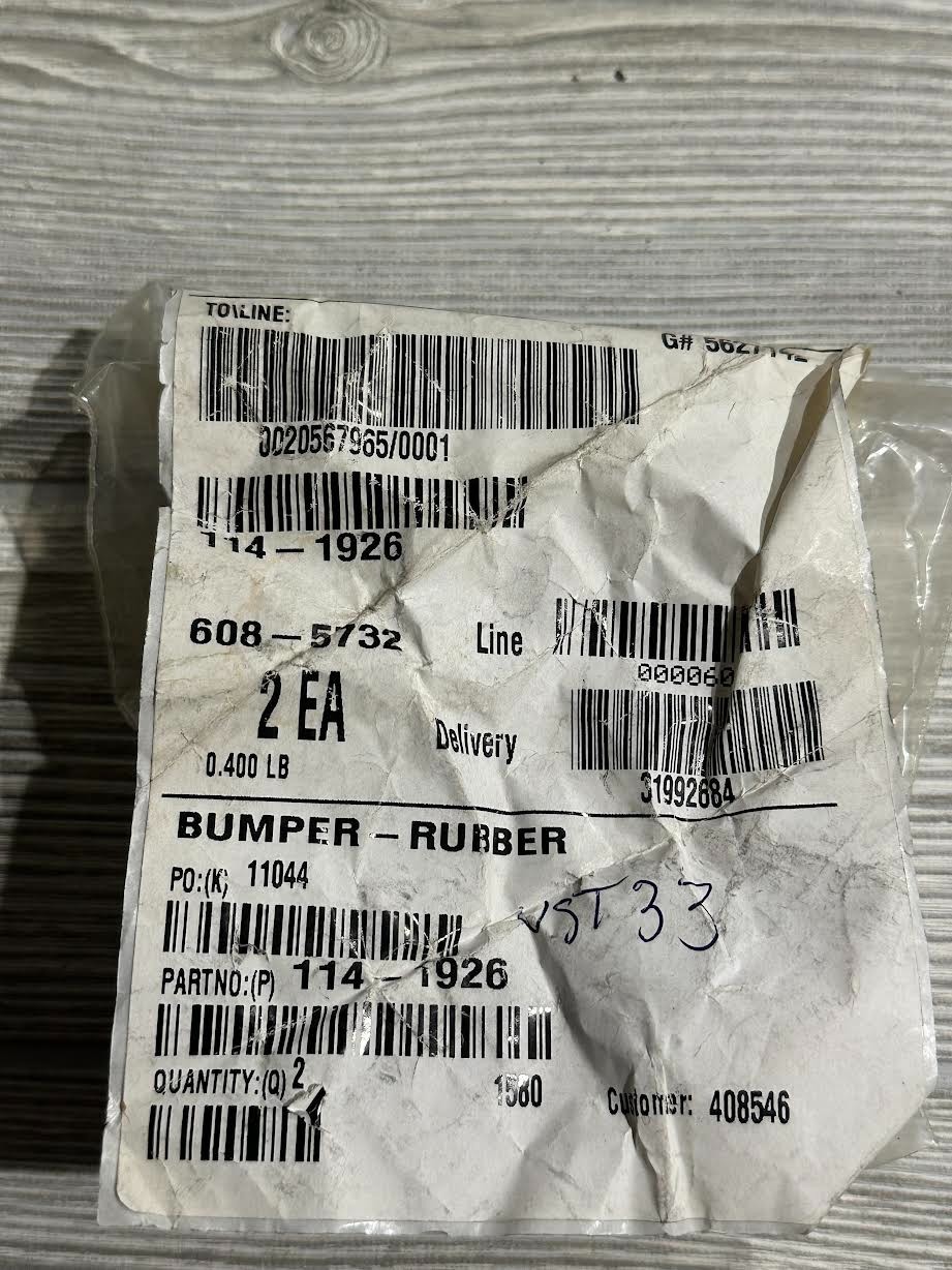 NEW GENUINE OEM TORO PART # 114-1926 RUBBER BUMPER (4DR); QUANTITY 1