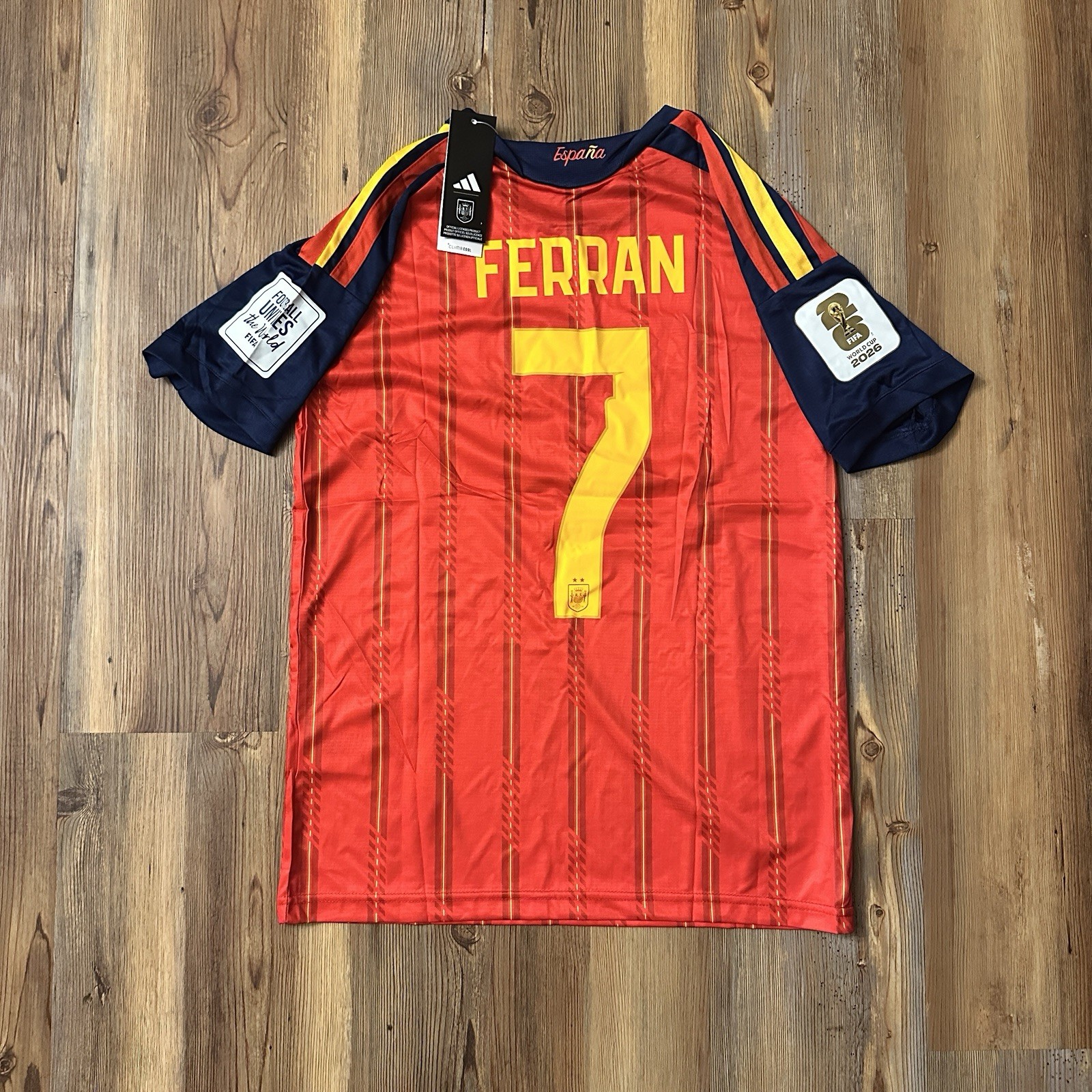 Authentic Spain 2026 World Cup Ferran Torres #7 Player Version Home Jersey M