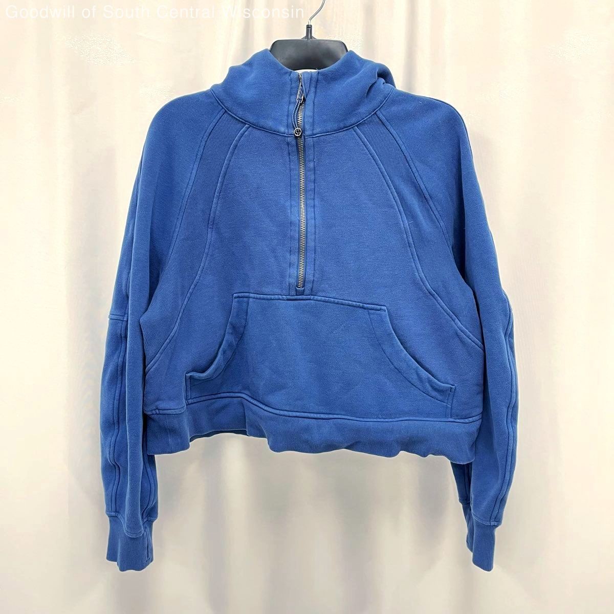 Women\'s LULULEMON Pool Side Blue Scuba Hoodie Oversized Athletic Half Zip Sz M/L Women\'s LULULEMON Pool Side Blue Scuba Hoodie Oversized Athletic Half Zip Sz M/L