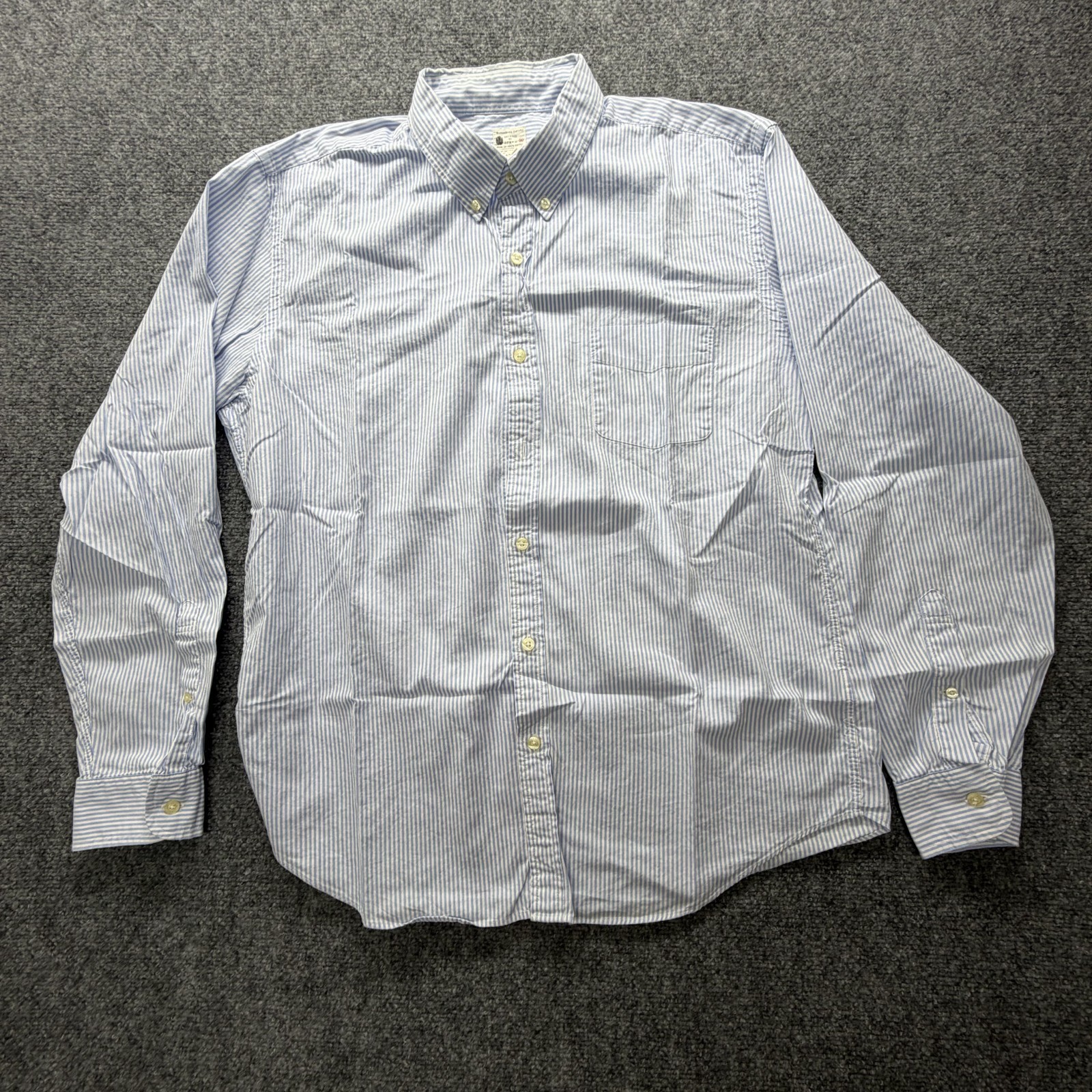 J.Crew Sunwashed Oxford Shirt Mens XL White Blue Stripe 100% Cotton 41092