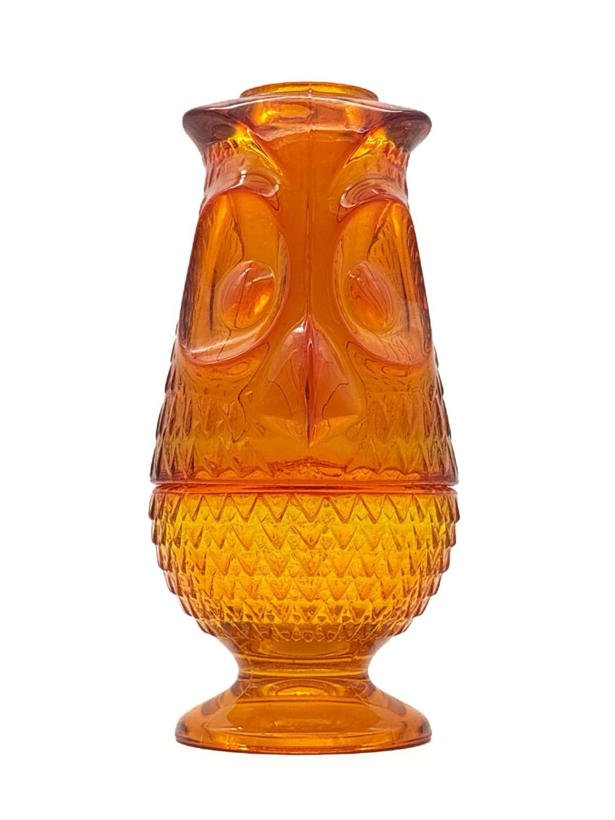 Vtg Viking Glass Persimmon Orange Owl Fairy Lamp Glimmer Candle Holder EVC Vtg Viking Glass Persimmon Orange Owl Fairy Lamp Glimmer Candle Holder EVC