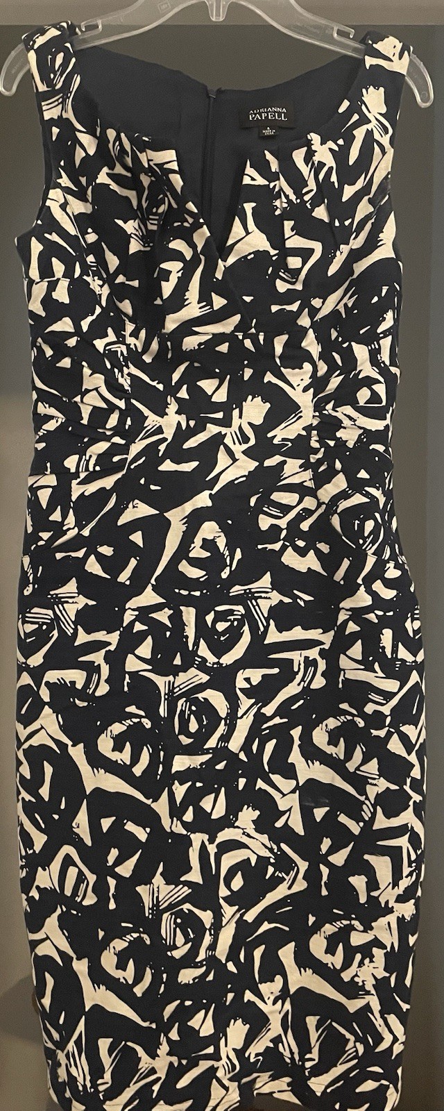 Adrianna Papell Women\'s Sleeveless Navy Blue And Ivory Size 4 Knee Length Dress