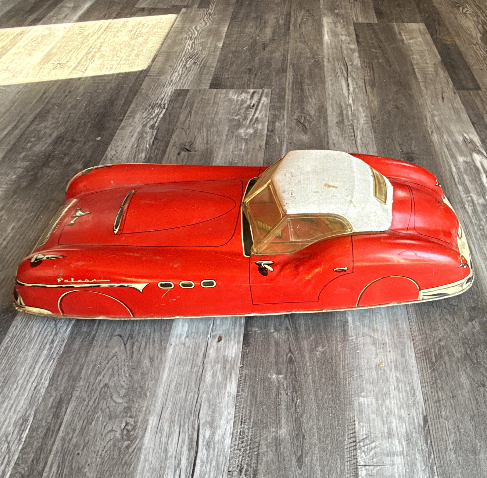 Rare 1956 Marx The Falcon 20” Tin Litho Friction Sports Car Vintage Toy