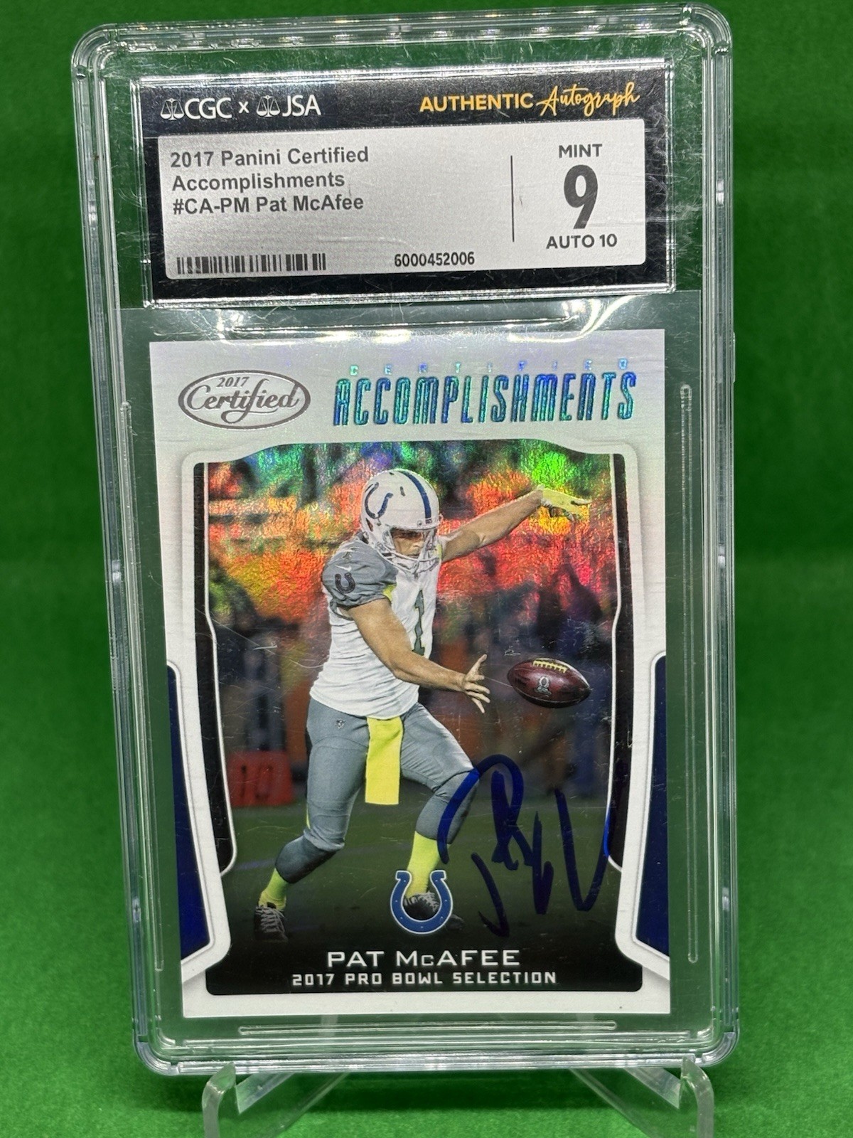 Pat McAfee 2017 Panini Certified #CA-PM GCG Mint 9 JSA Auto 10 Colts ESPN RARE Pat McAfee 2017 Panini Certified #CA-PM GCG Mint 9 JSA Auto 10 Colts ESPN RARE