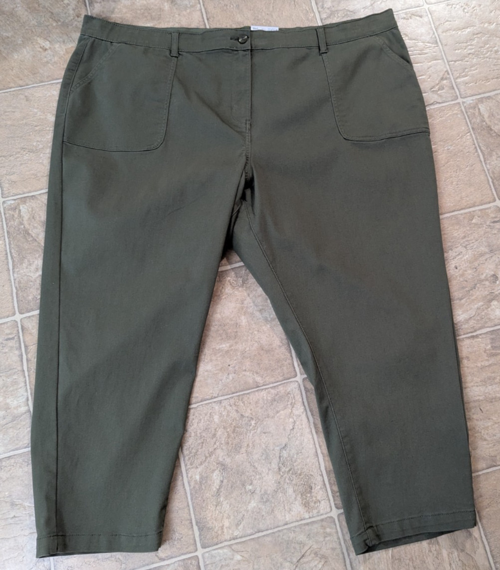 Croft & Barrow sz 28W Ankle Pants mid rise relaxed hip & thigh olive green 3106