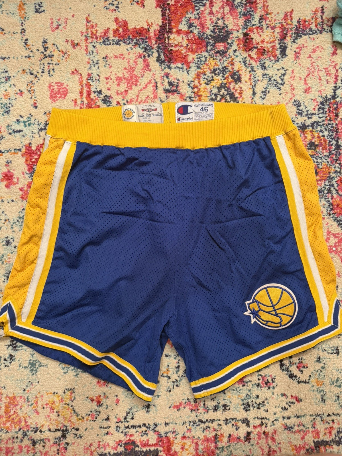 Vintage 1995-96  Golden State Warriors Team Issued Champion Shorts Size 46