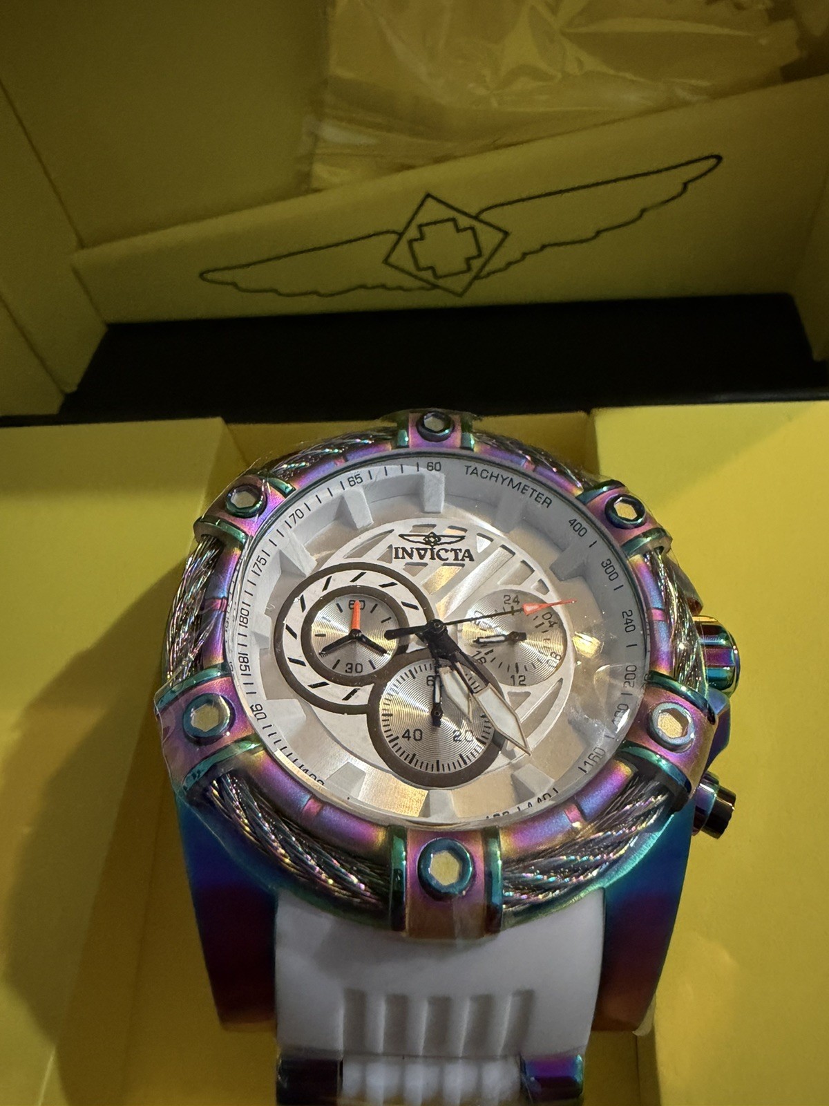 Invicta Bolt Girdex 25530 52mm Iridescent Chronograph White Watch NEW BOX