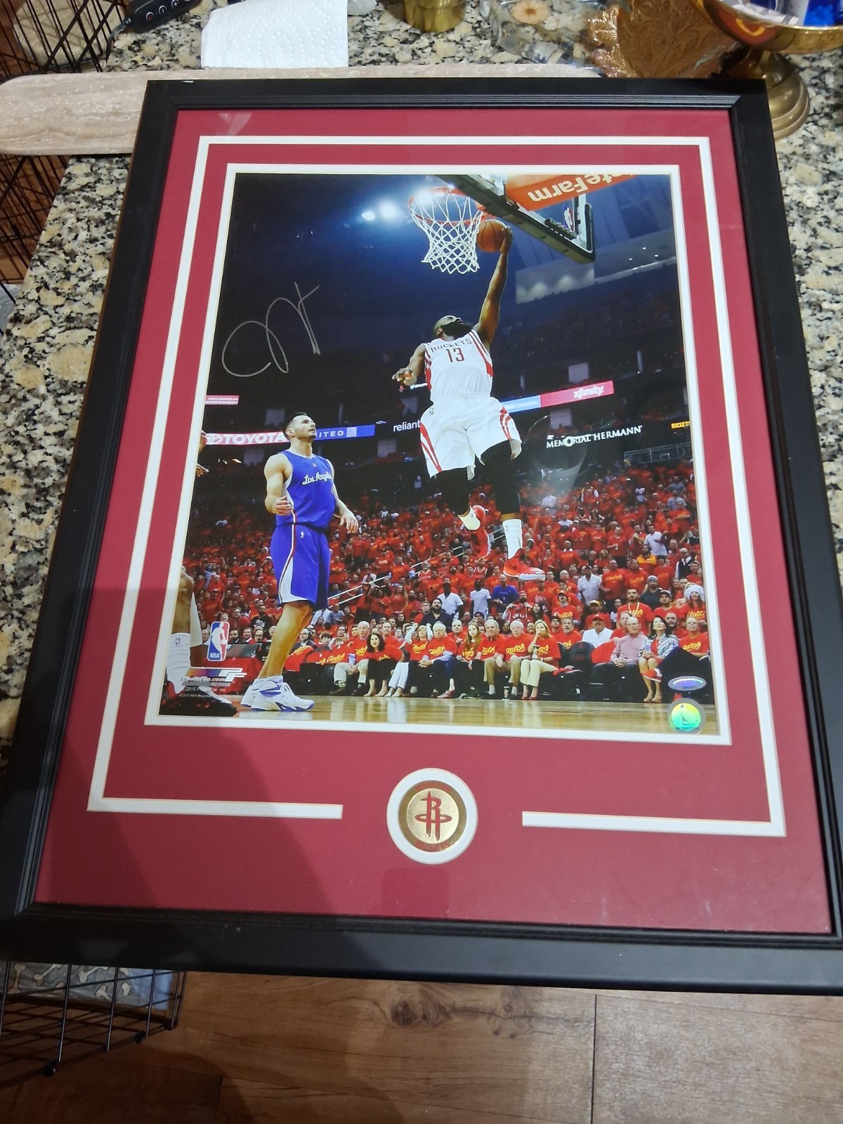 James Harden Autographed Signed  16x20 Photo Professionally Framed (Damaged)