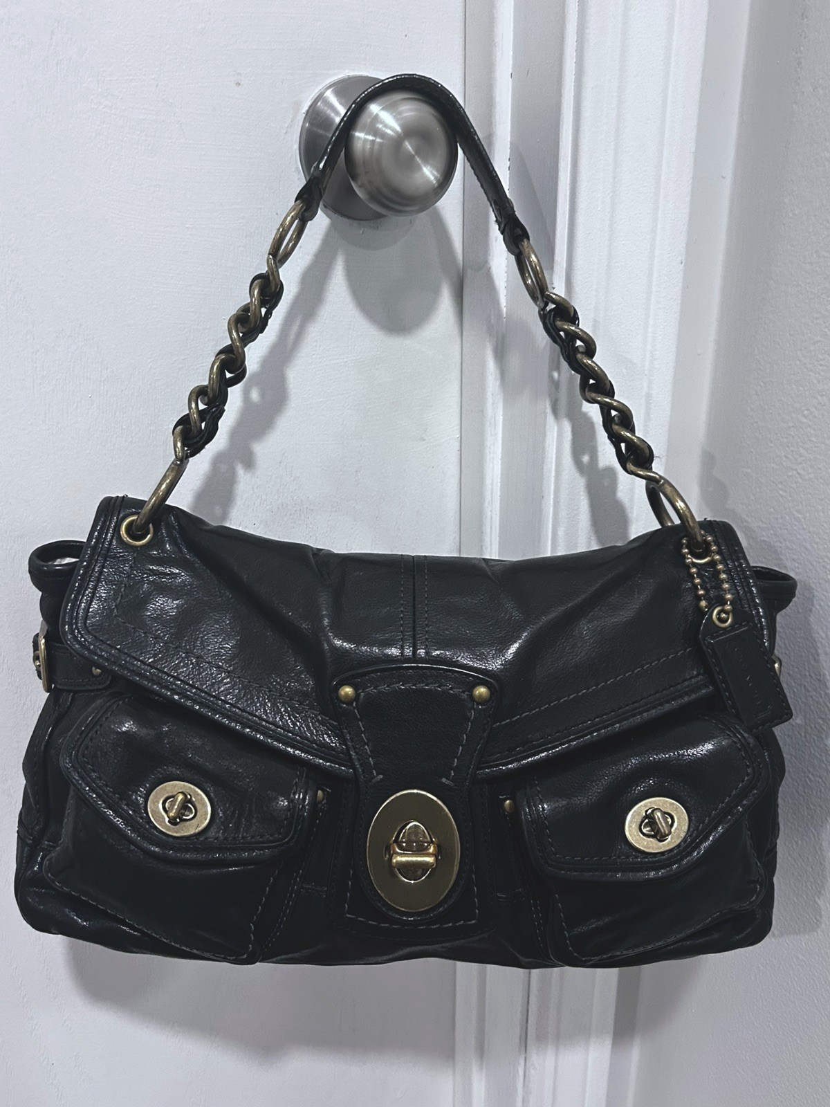Coach Bag 11128 65th Anniversary Legacy Leigh Black Leather Satchel 