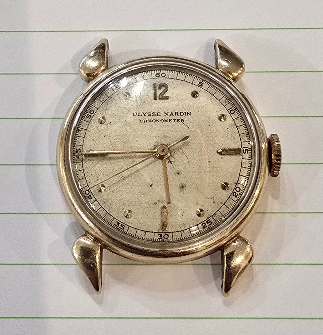 Vintage Ulysse Nardin Chronometer 14K Solid Gold Men\'s Watch Swiss AS-IS Repair