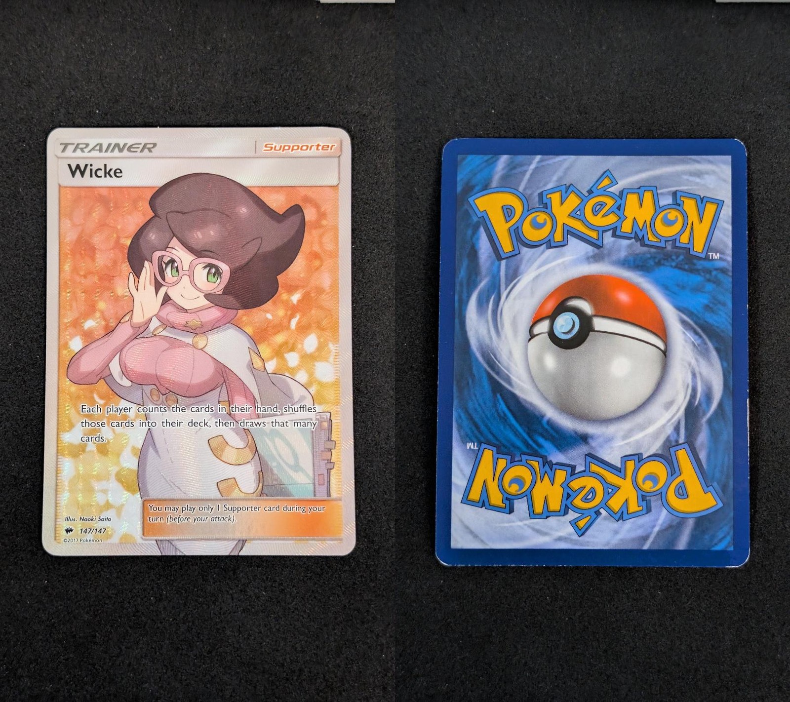 Wicke 147/147 Ultra Rare Burning Shadows Pokemon Holo Moderately Played