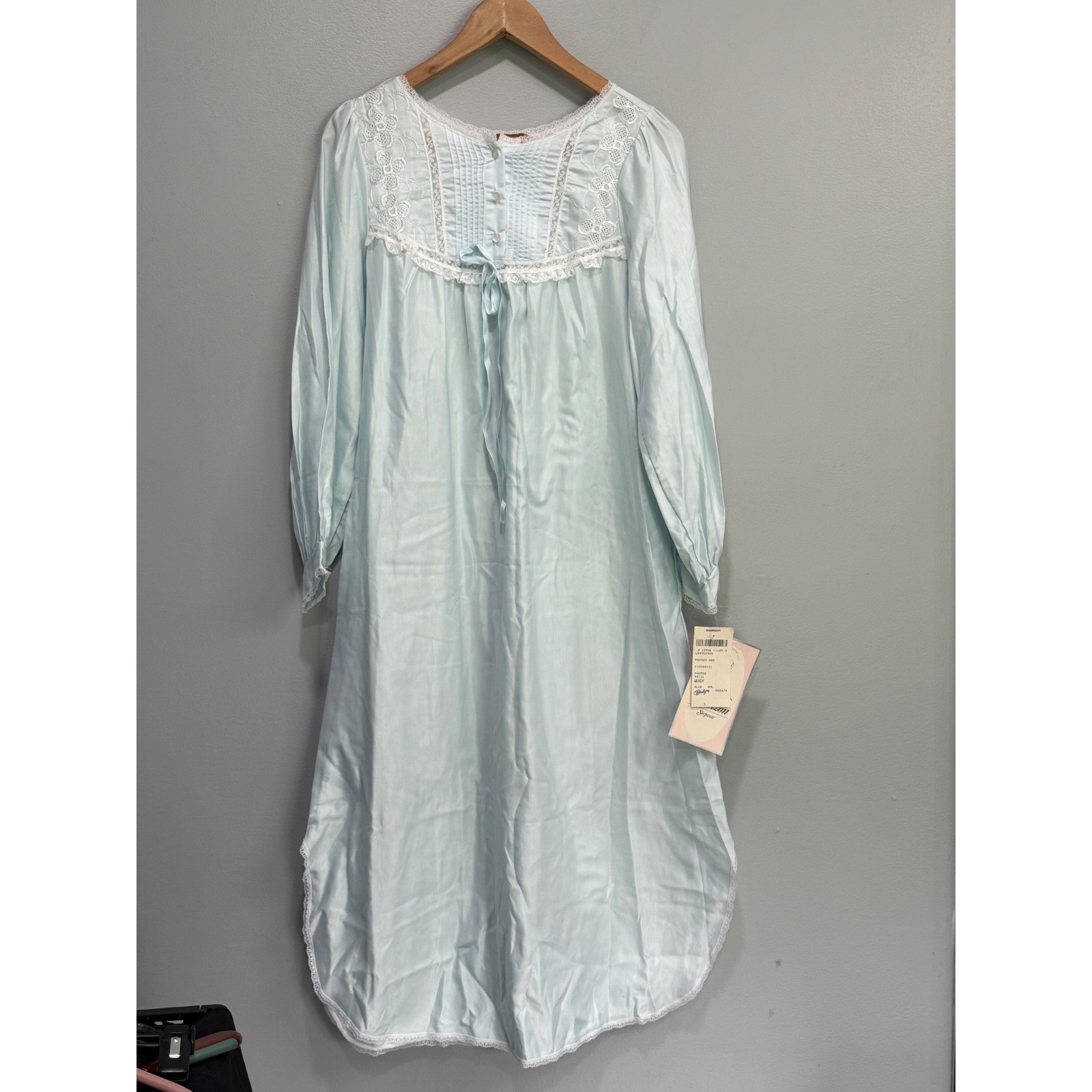 Vintage Barbizon Wendy Nightgown Blue Lace Cuddleskin traditional NWT Small